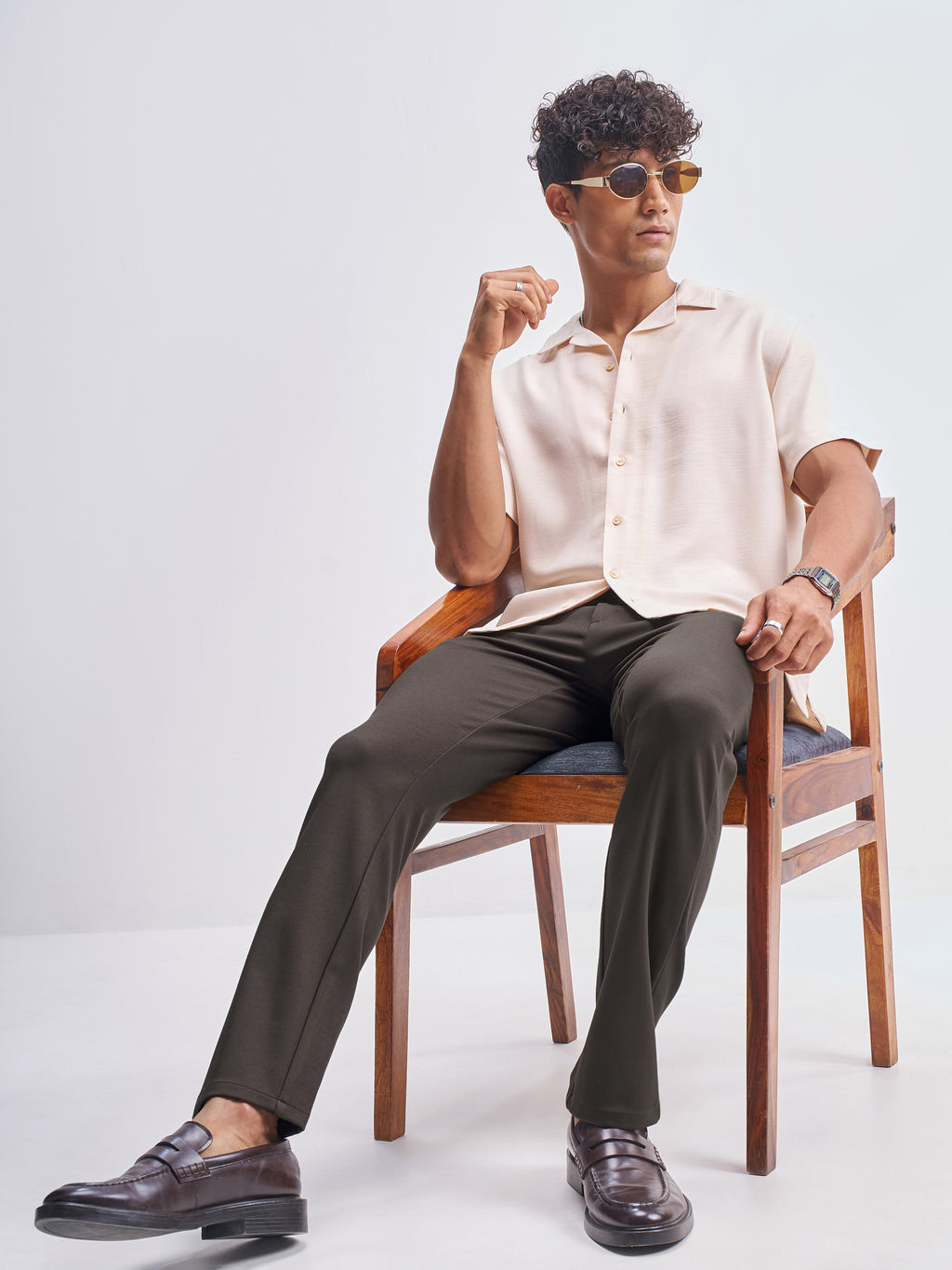 Highlander Men Brown Slim Fit Solid Formal Trouser - Brown - Image 2