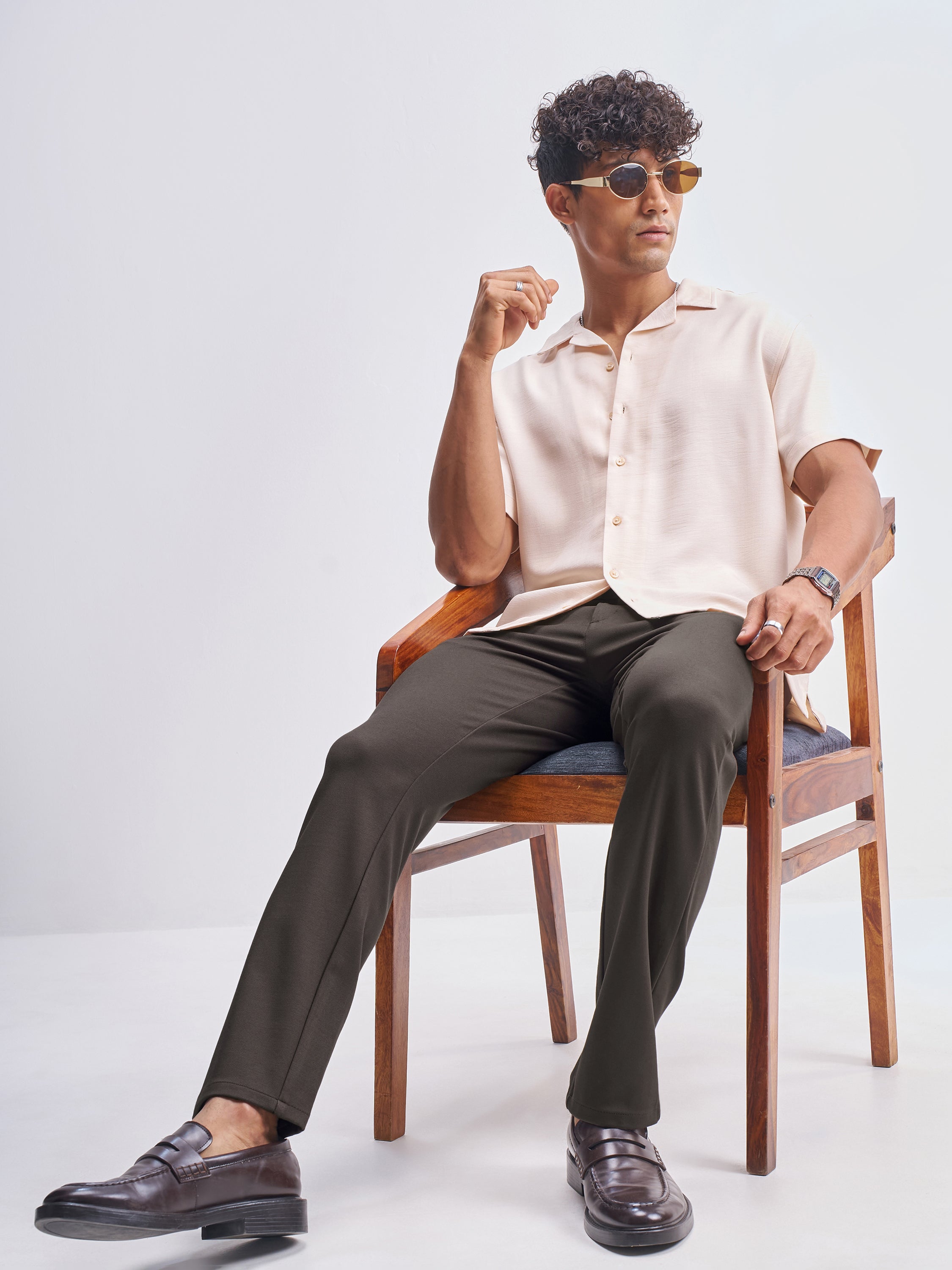 Highlander Men Brown Slim Fit Solid Formal Trouser - Brown - Image 2