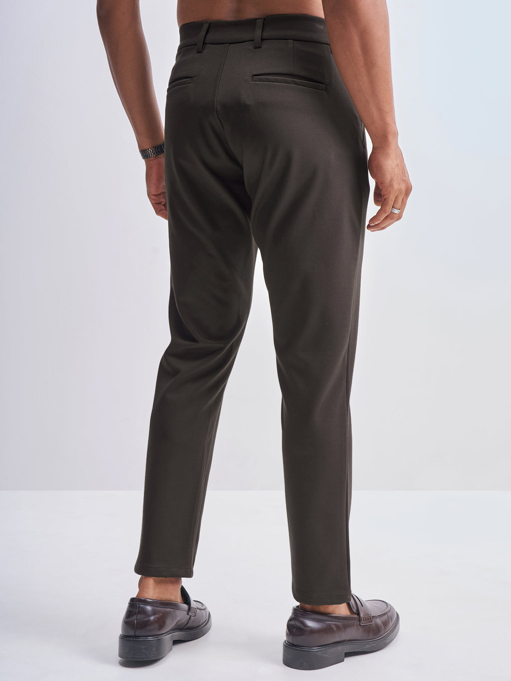 Highlander Men Brown Slim Fit Solid Formal Trouser - Brown - Image 3