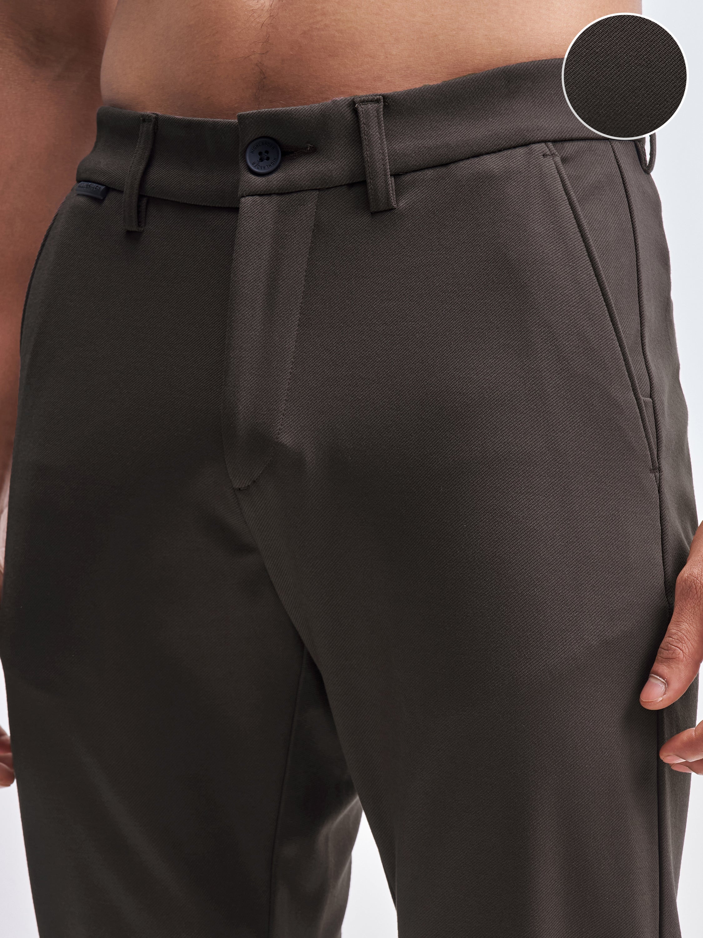 Highlander Men Brown Slim Fit Solid Formal Trouser - Brown - Image 5
