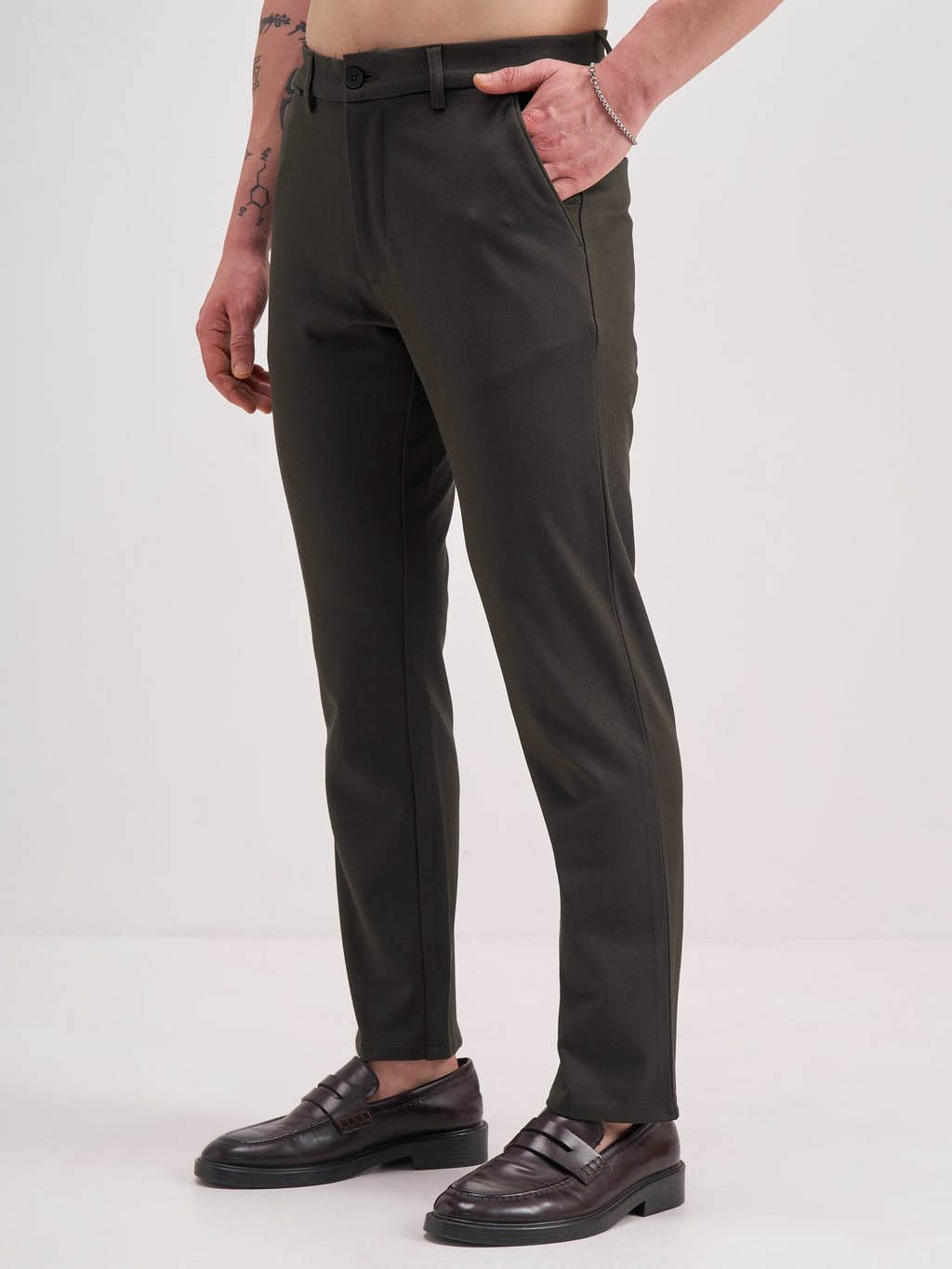 Highlander Men Brown Slim Fit Solid Formal Trouser - Brown - Image 4