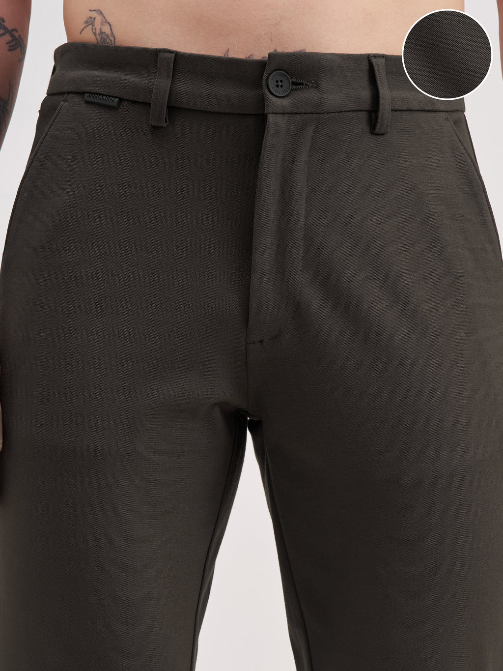 Highlander Men Brown Slim Fit Solid Formal Trouser - Brown - Image 5
