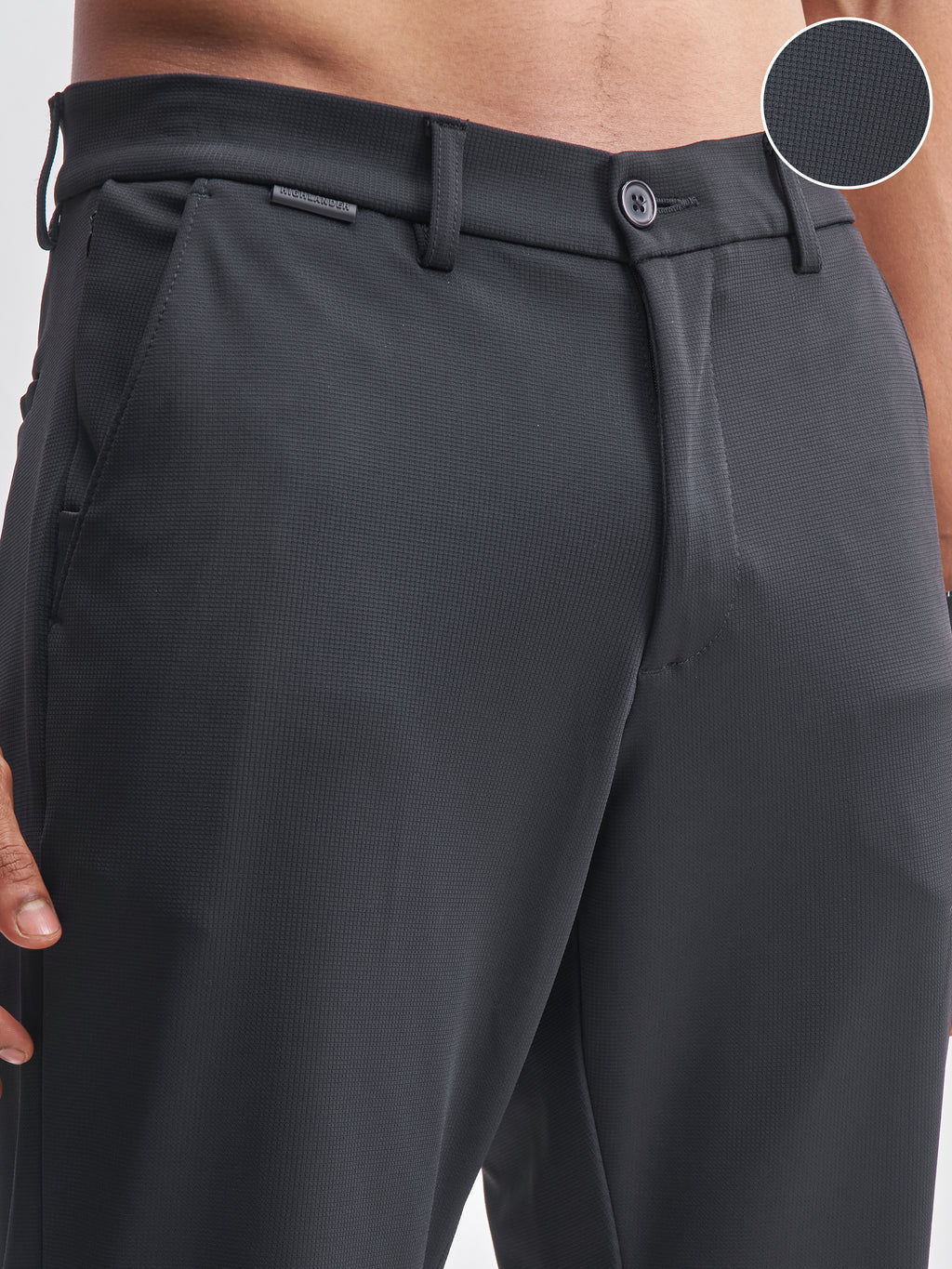 Highlander Men Black Slim Fit Solid Formal Trouser - Black - Image 5