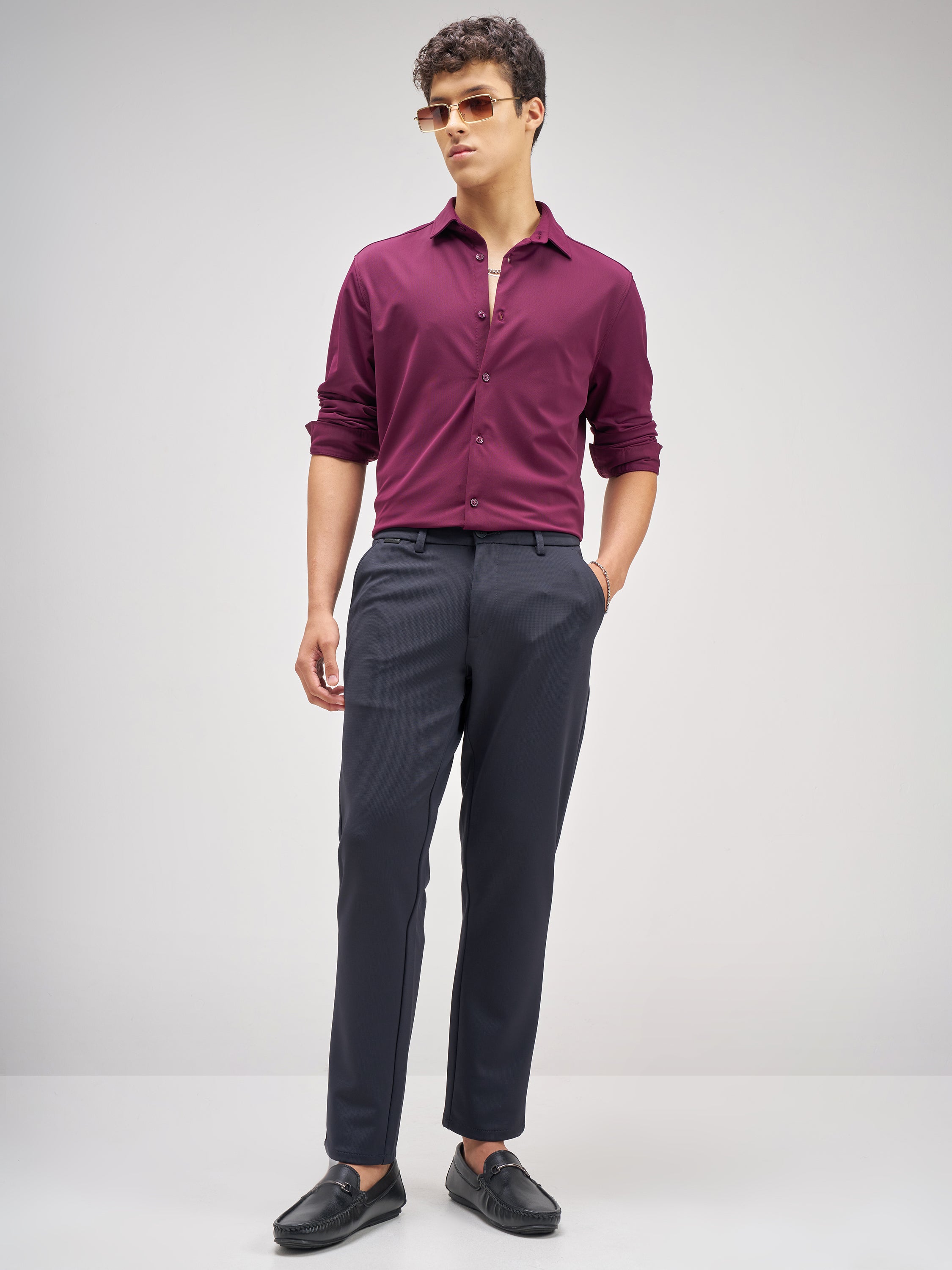 Highlander Men Navy Blue Slim Fit Solid Chinos - Navy Blue - Image 2