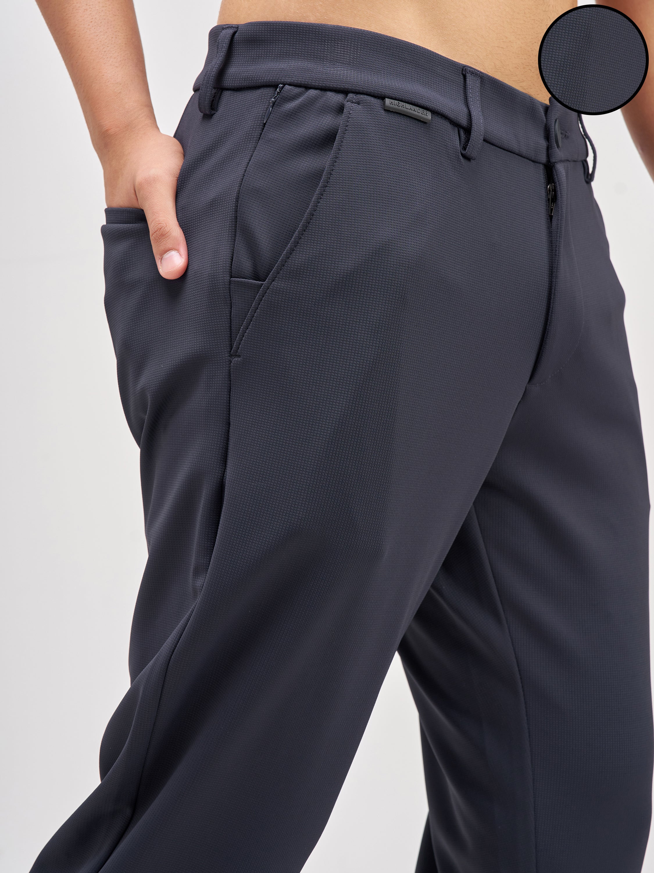 Highlander Men Navy Blue Slim Fit Solid Chinos - Navy Blue - Image 5