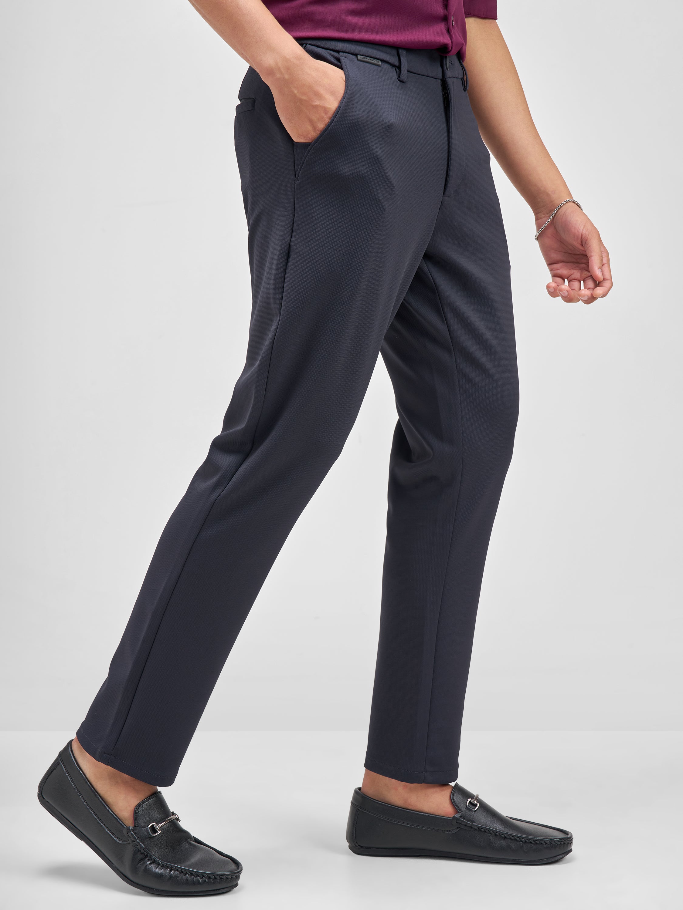 Highlander Men Navy Blue Slim Fit Solid Chinos - Navy Blue - Image 6