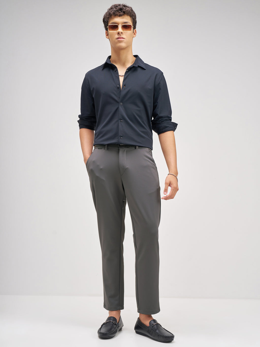 Highlander Men Charcoal Slim Fit Solid Chinos - Charcoal - Image 2