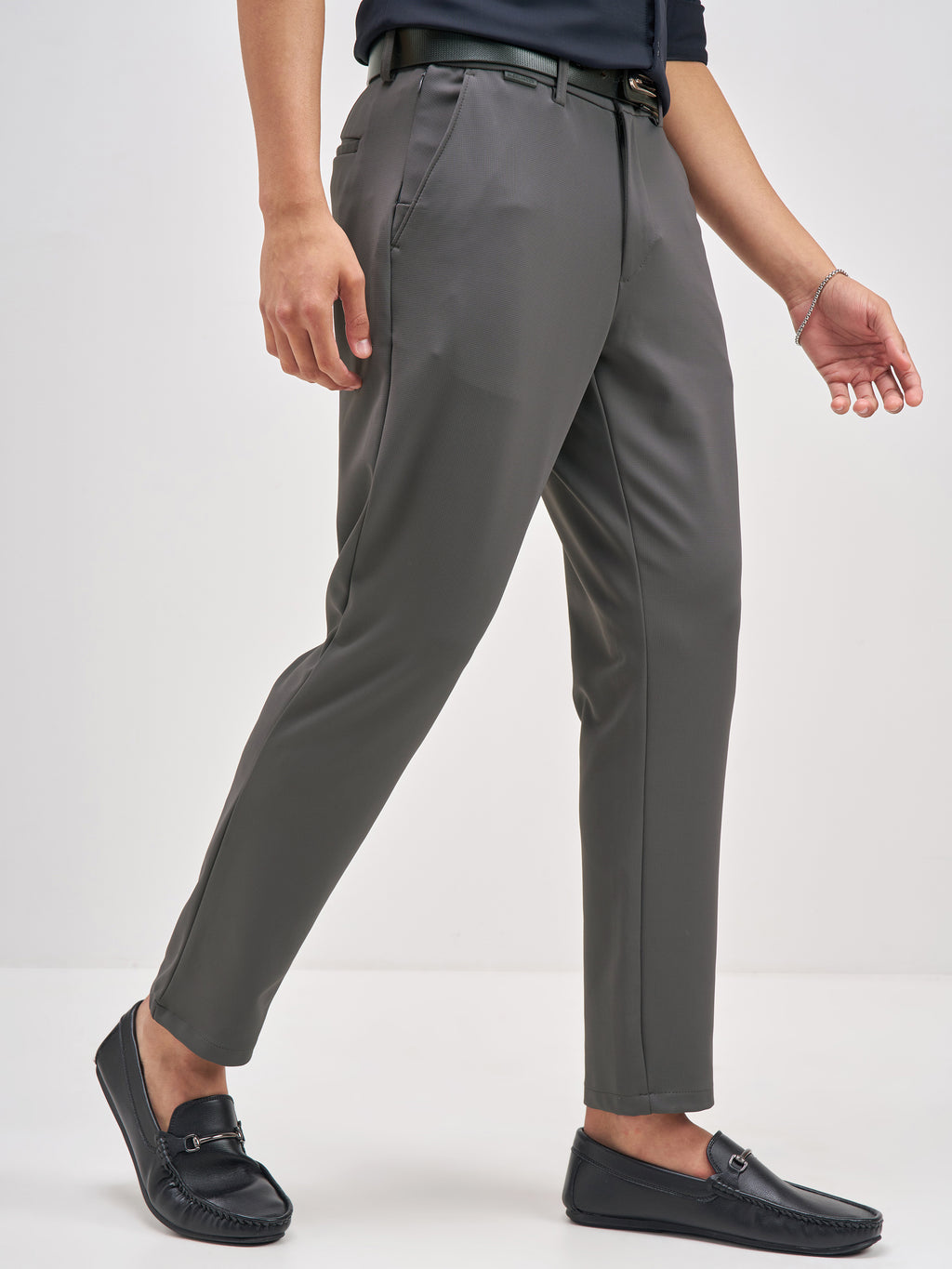 Highlander Men Charcoal Slim Fit Solid Chinos - Charcoal - Image 6