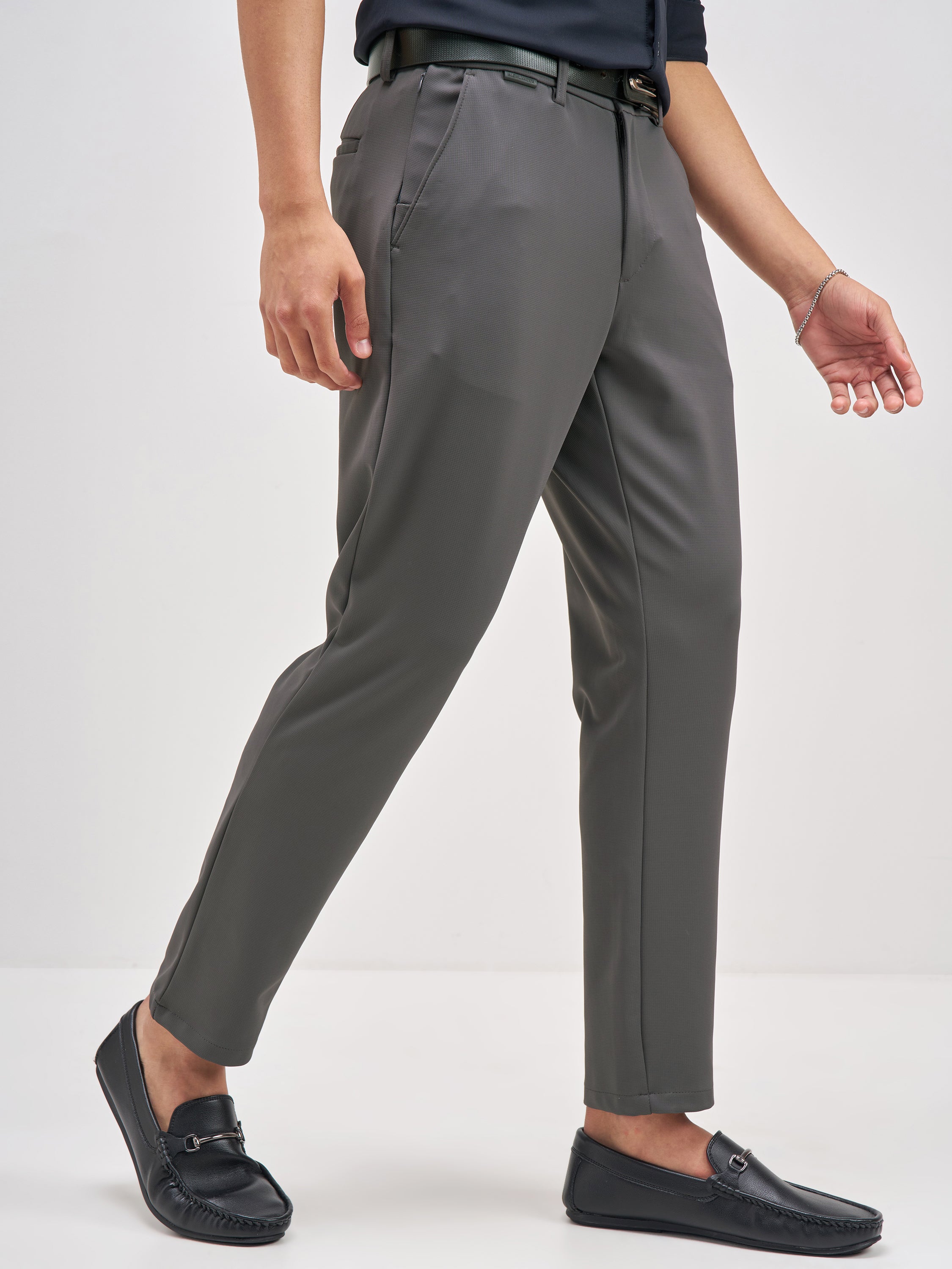 Highlander Men Charcoal Slim Fit Solid Chinos - Charcoal - Image 6