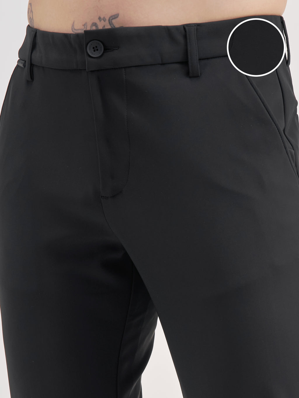 Highlander Men Black Slim Fit Solid Formal Trouser - Black - Image 5