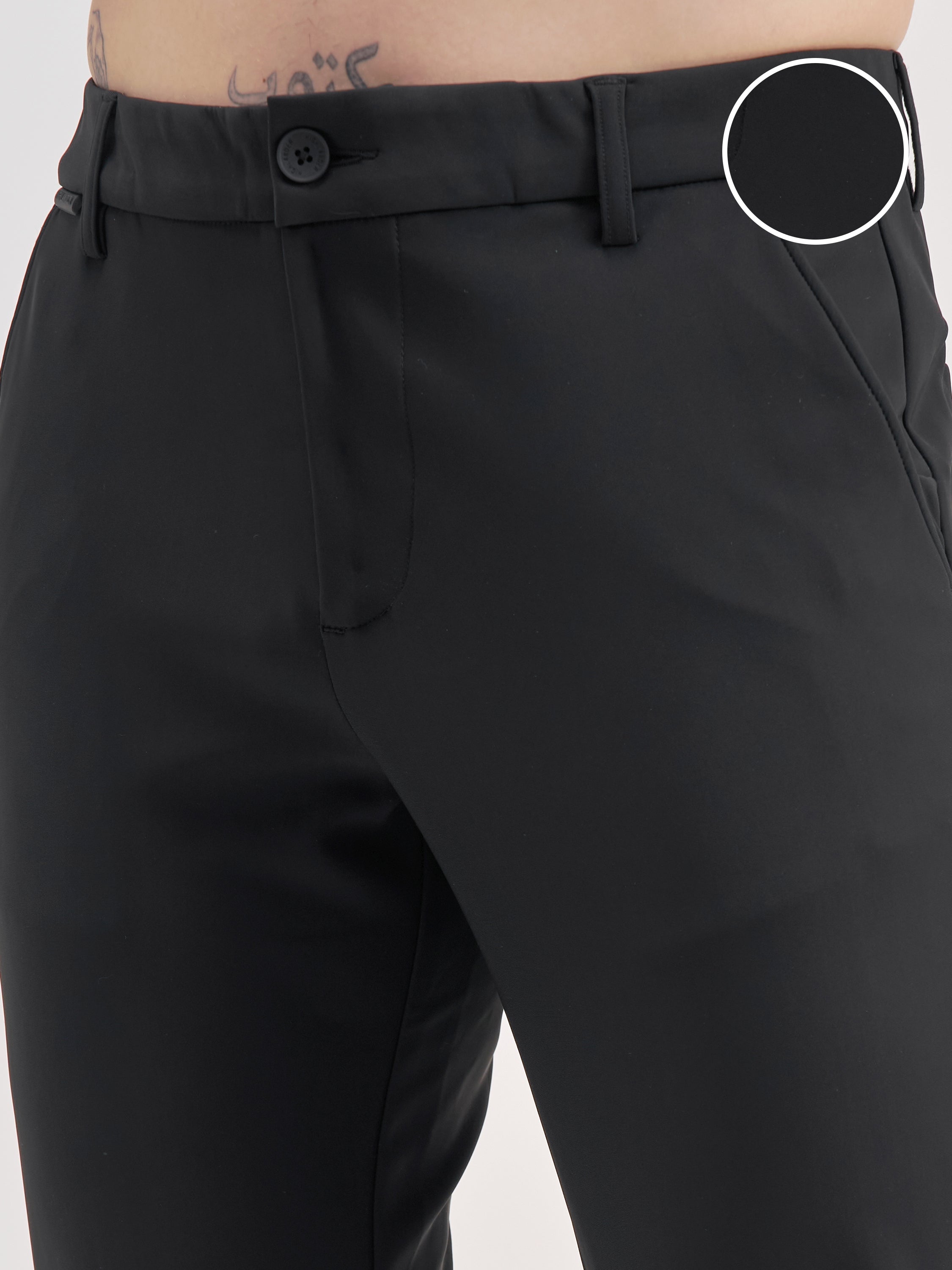 Highlander Men Black Slim Fit Solid Formal Trouser - Black - Image 5