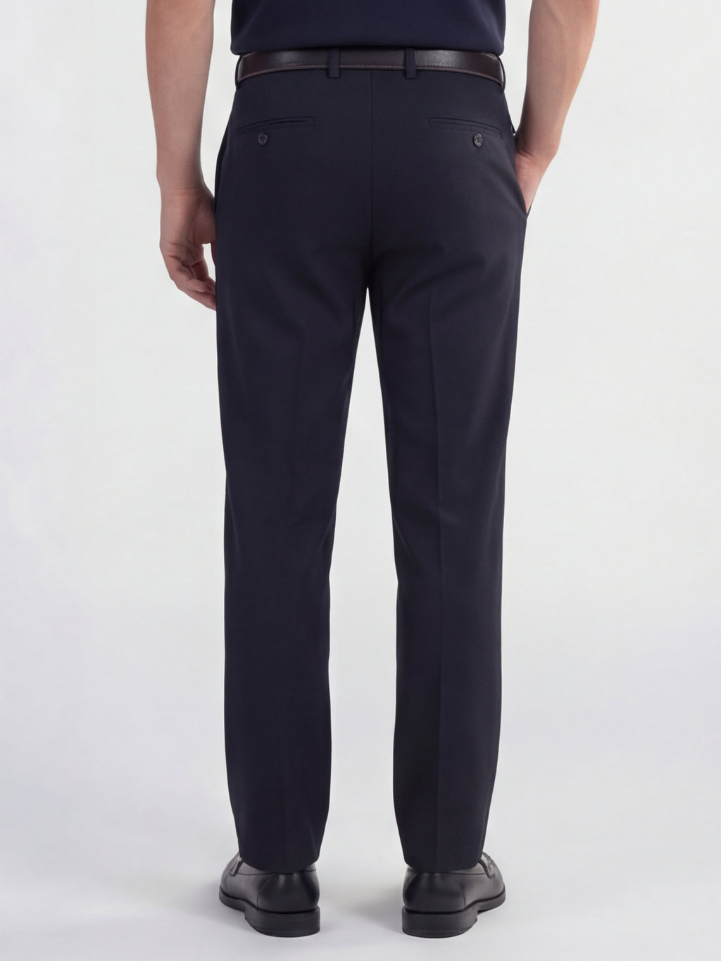 Highlander Men Navy Blue Slim Fit Solid Formal Trouser - Navy Blue - Image 3
