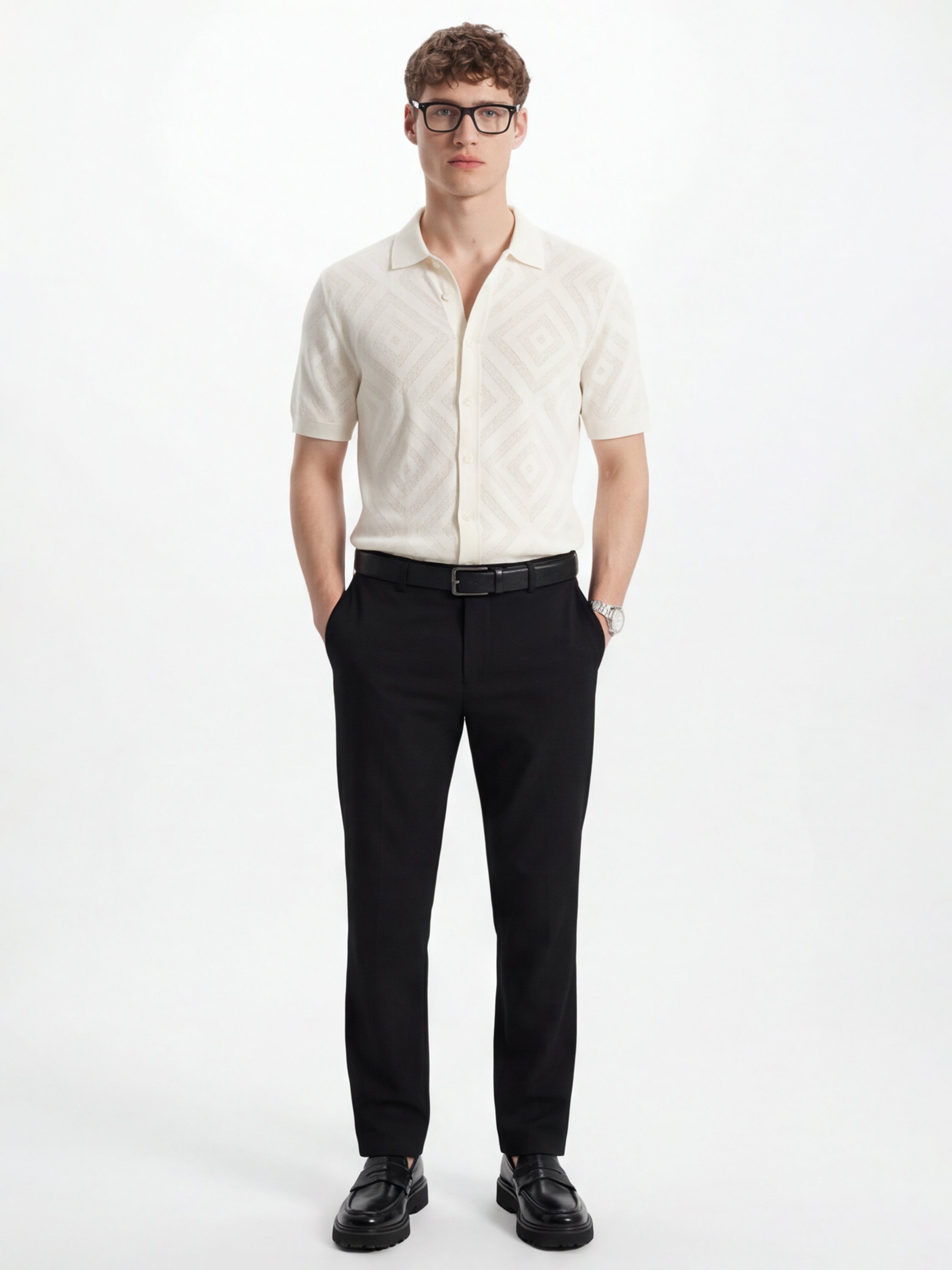 Highlander Men Black Slim Fit Solid Formal Trouser - Black - Image 2