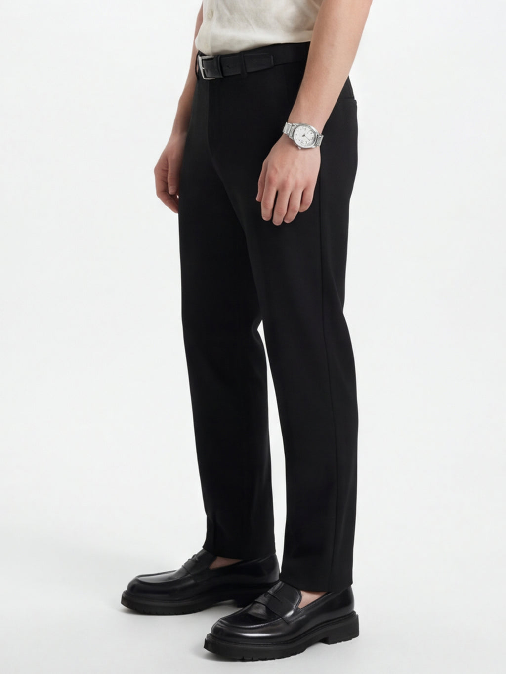 Highlander Men Black Slim Fit Solid Formal Trouser - Black - Image 4