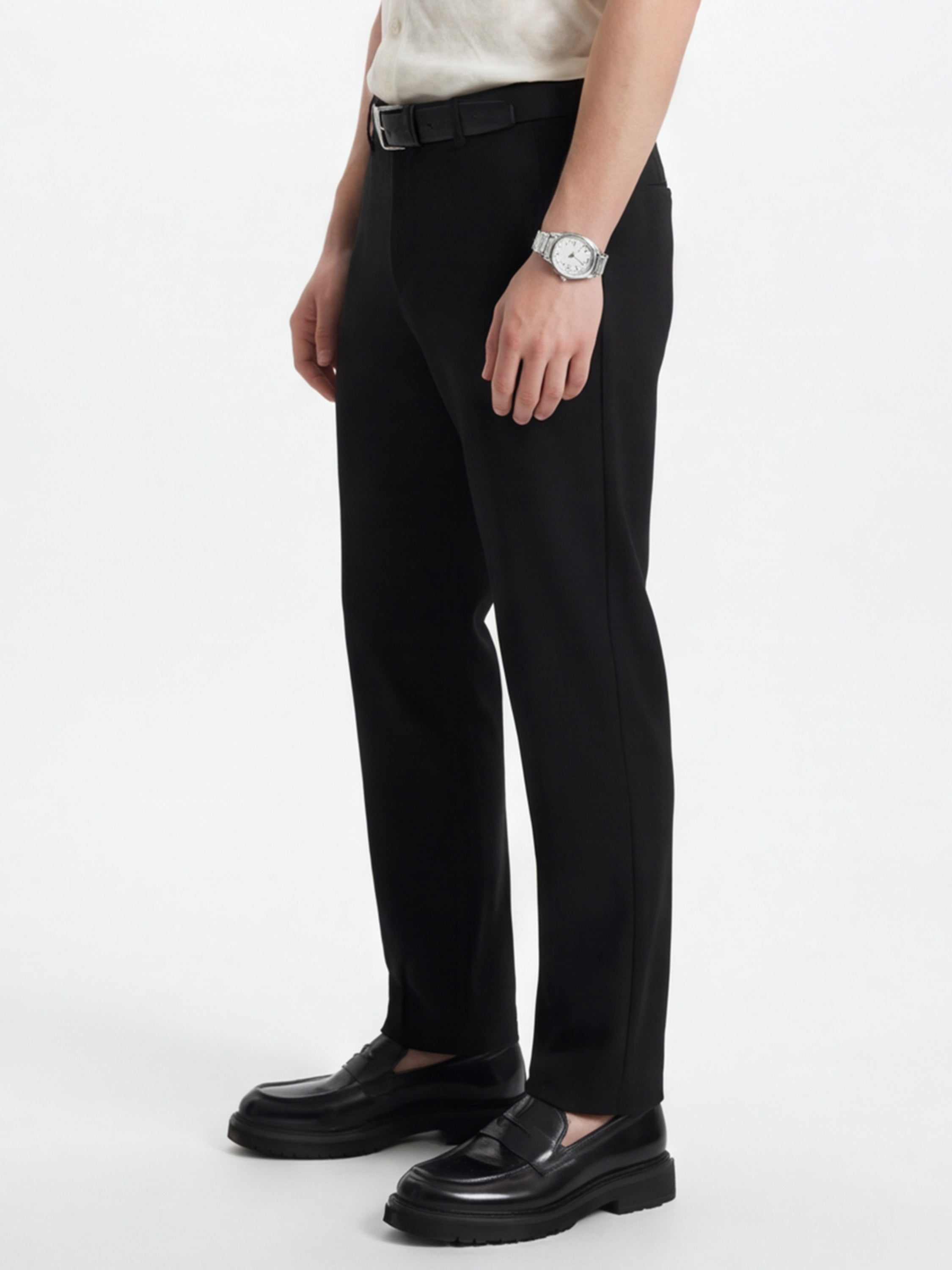 Highlander Men Black Slim Fit Solid Formal Trouser - Black - Image 4