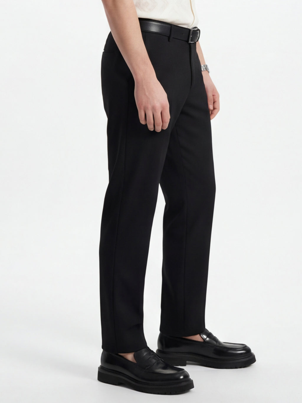 Highlander Men Black Slim Fit Solid Formal Trouser - Black - Image 5