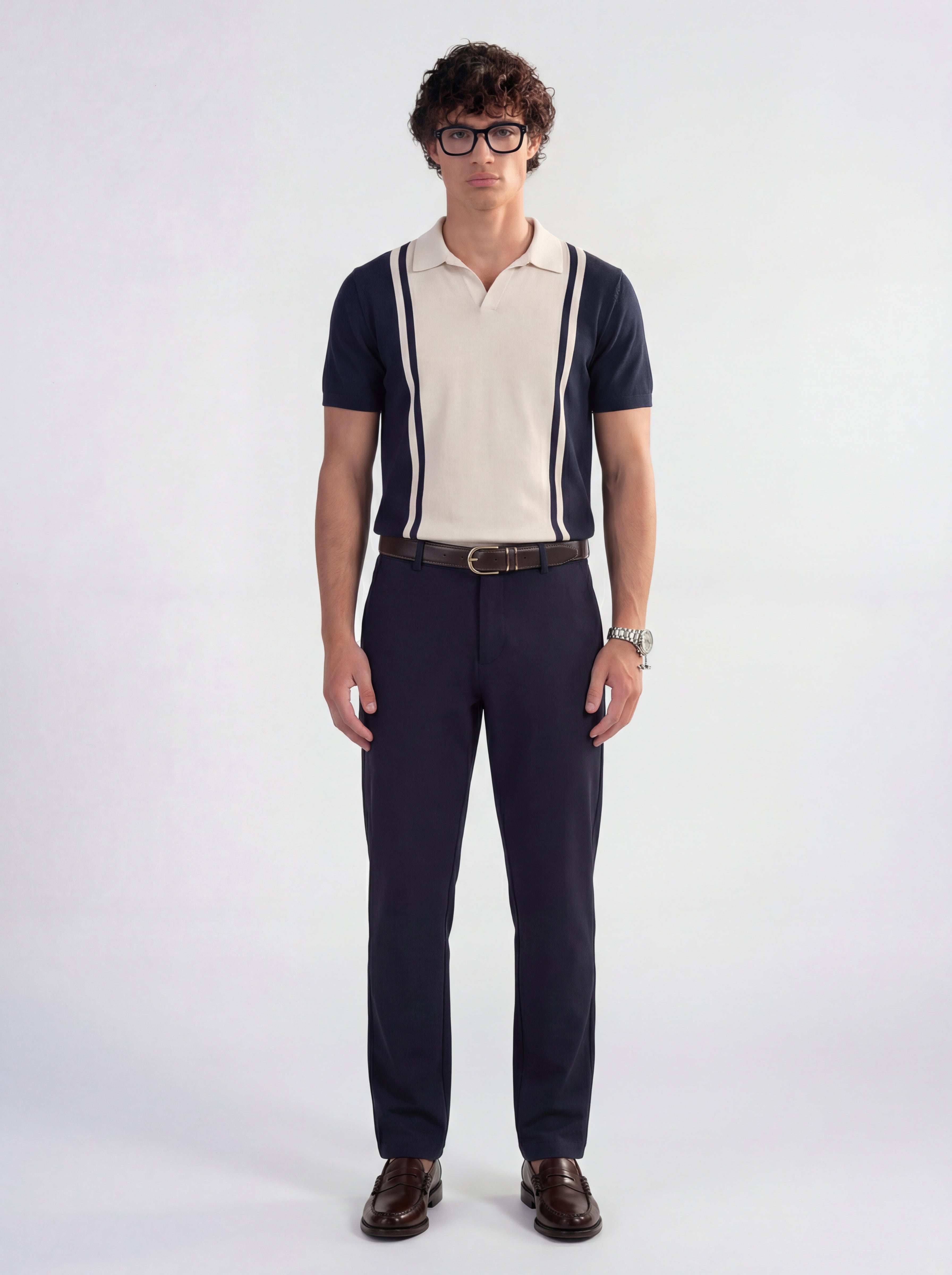 Highlander Men Navy Blue Slim Fit Solid Formal Trouser - Navy Blue - Image 2