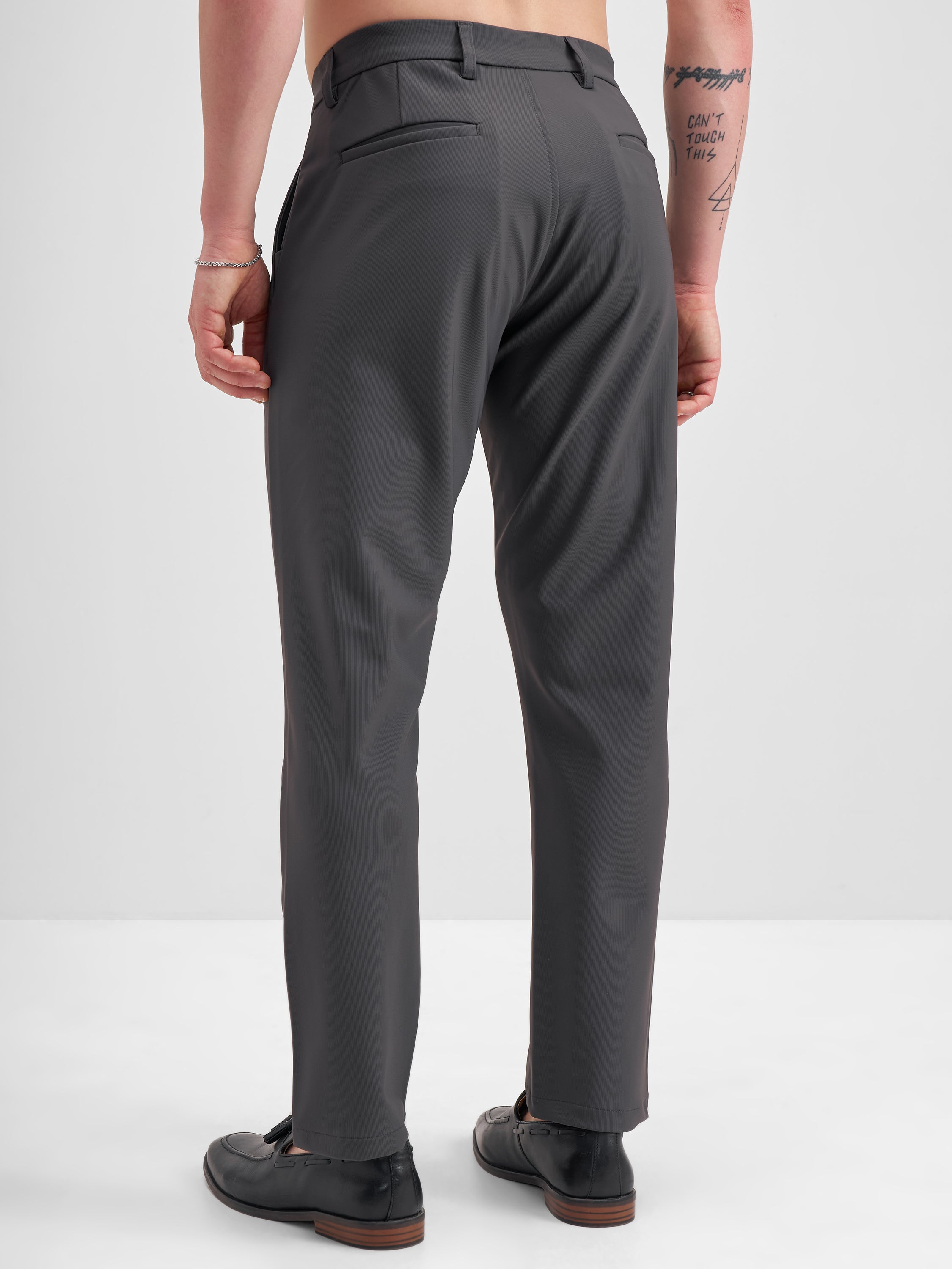 Highlander Men Grey Slim Fit Solid Formal Trouser - Grey - Image 3