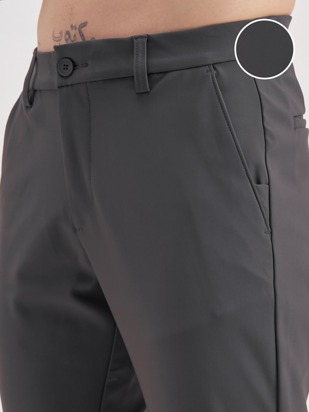 Highlander Men Grey Slim Fit Solid Formal Trouser - Grey - Image 5