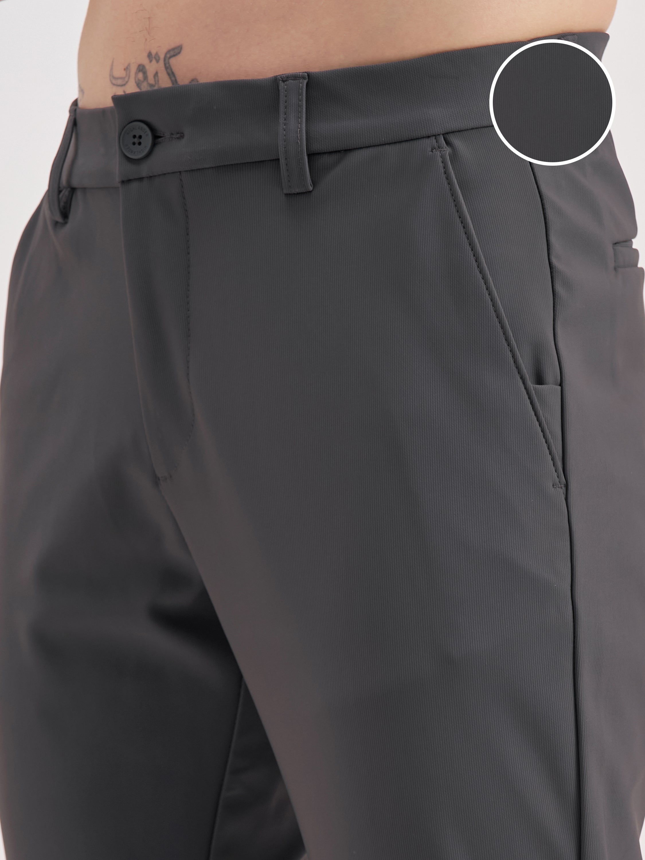 Highlander Men Grey Slim Fit Solid Formal Trouser - Grey - Image 5