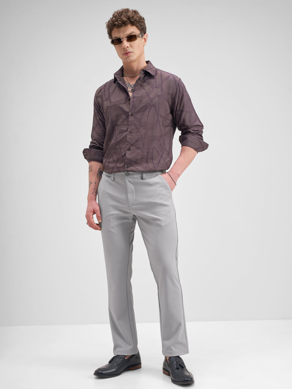 Highlander Men Grey Slim Fit Solid Formal Trouser - Grey - Image 2