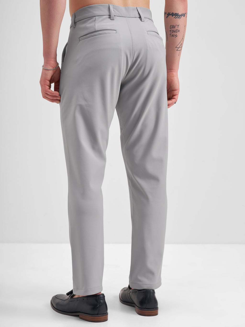 Highlander Men Grey Slim Fit Solid Formal Trouser - Grey - Image 3