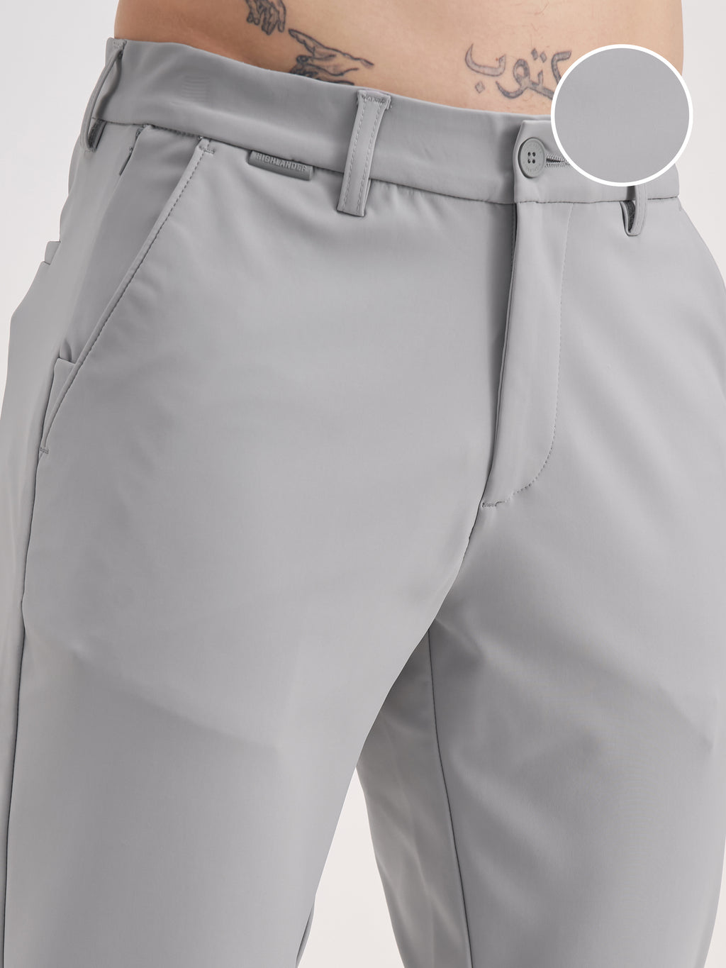 Highlander Men Grey Slim Fit Solid Formal Trouser - Grey - Image 5