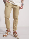 Highlander Men Beige Slim Fit Solid Joggers - Beige - Image 1