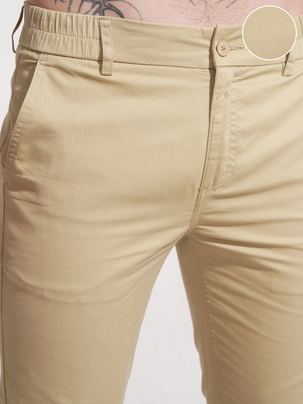 Highlander Men Beige Slim Fit Solid Joggers - Beige - Image 5