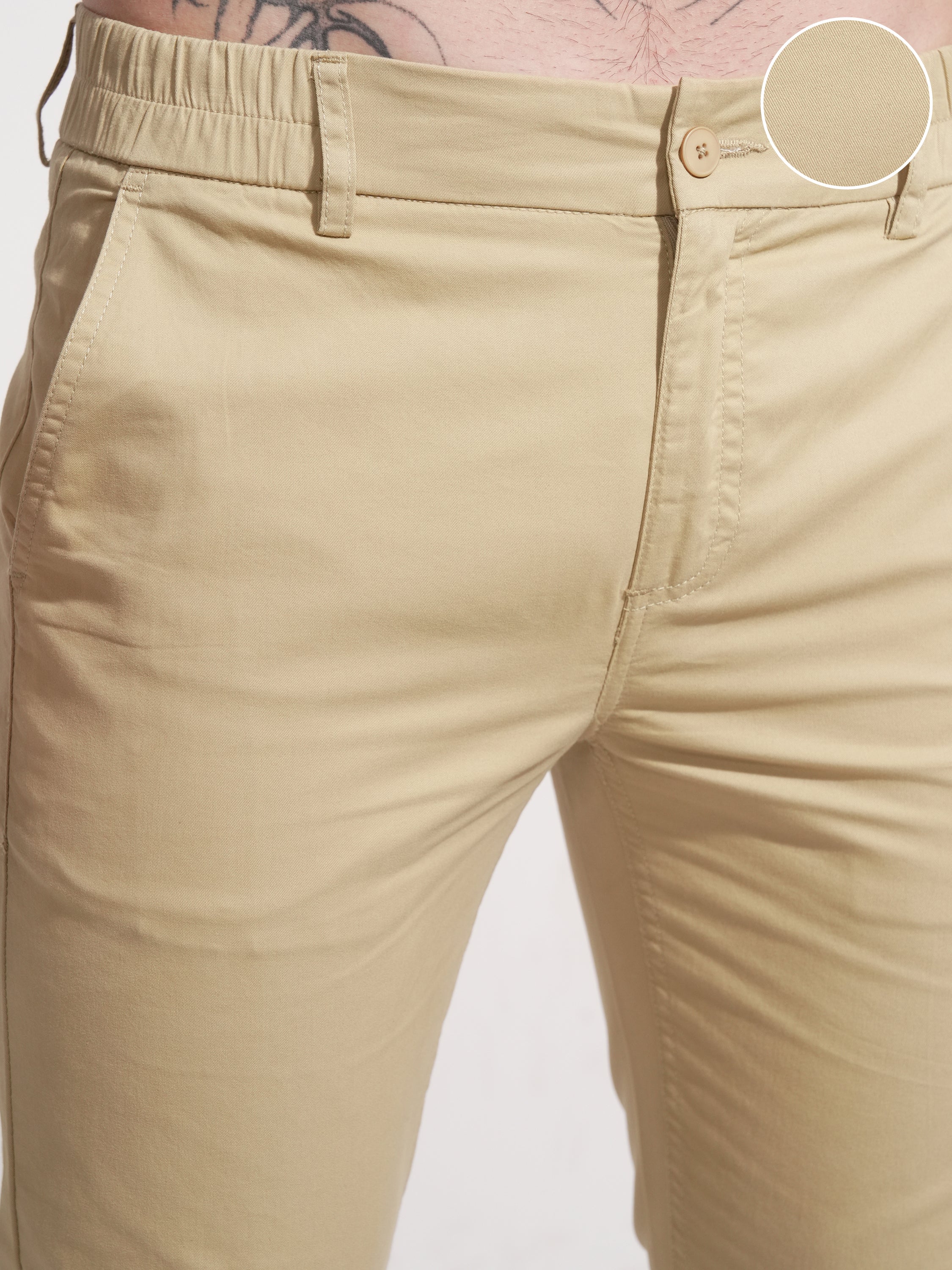 Highlander Men Beige Slim Fit Solid Joggers - Beige - Image 5