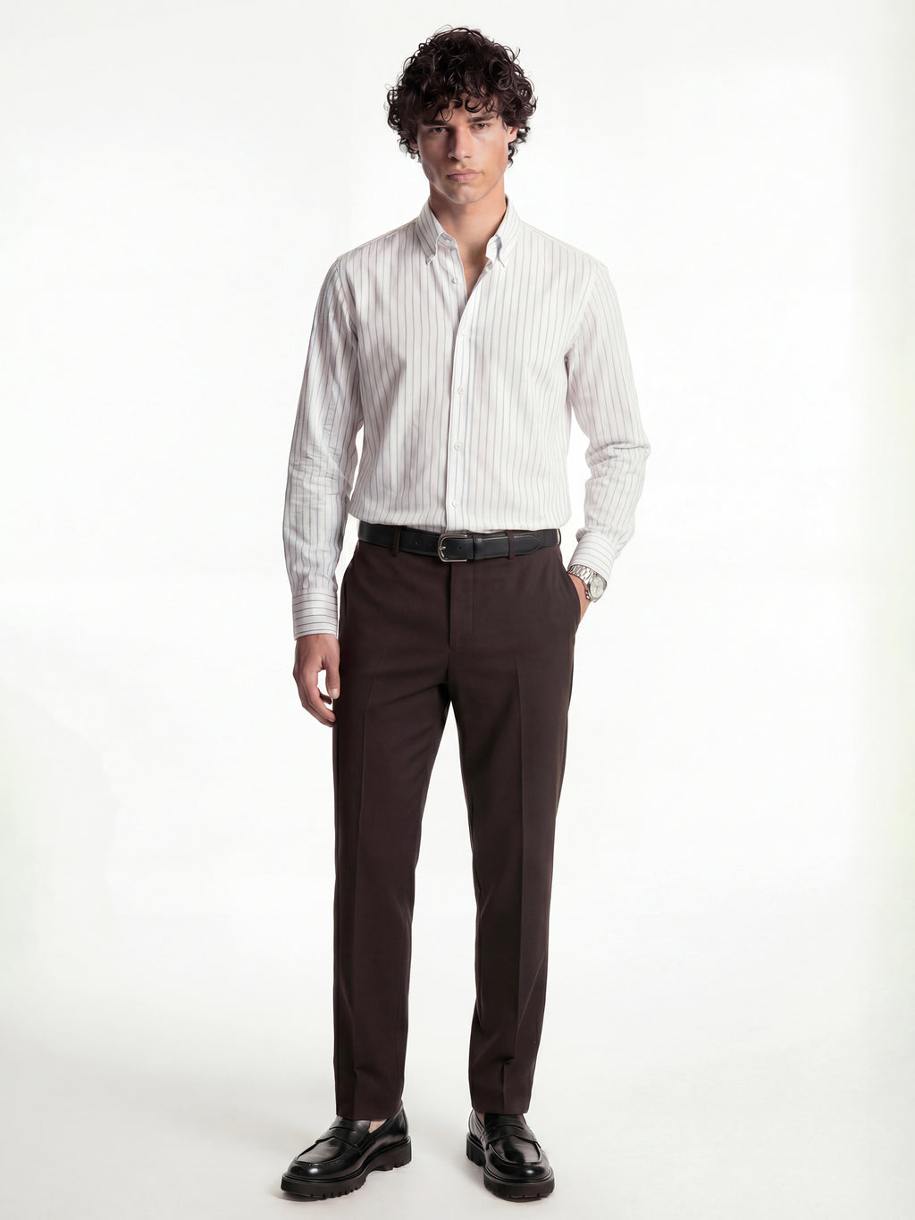 Highlander Men Brown Slim Fit Solid Formal Trouser - Brown - Image 2