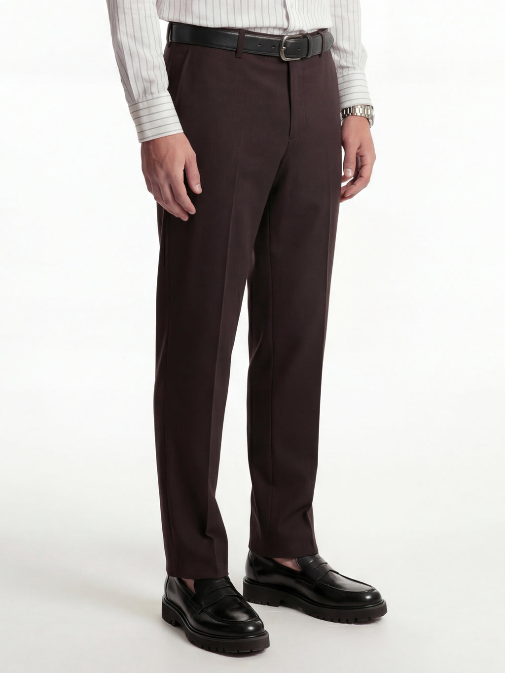 Highlander Men Brown Slim Fit Solid Formal Trouser - Brown - Image 6