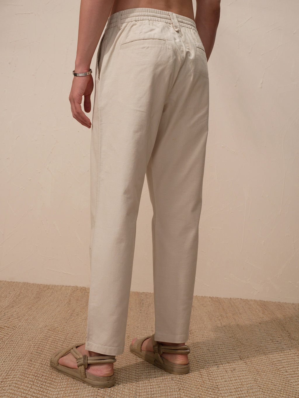 Highlander Men Beige Relaxed Fit Solid Casual Trouser - Beige - Image 3
