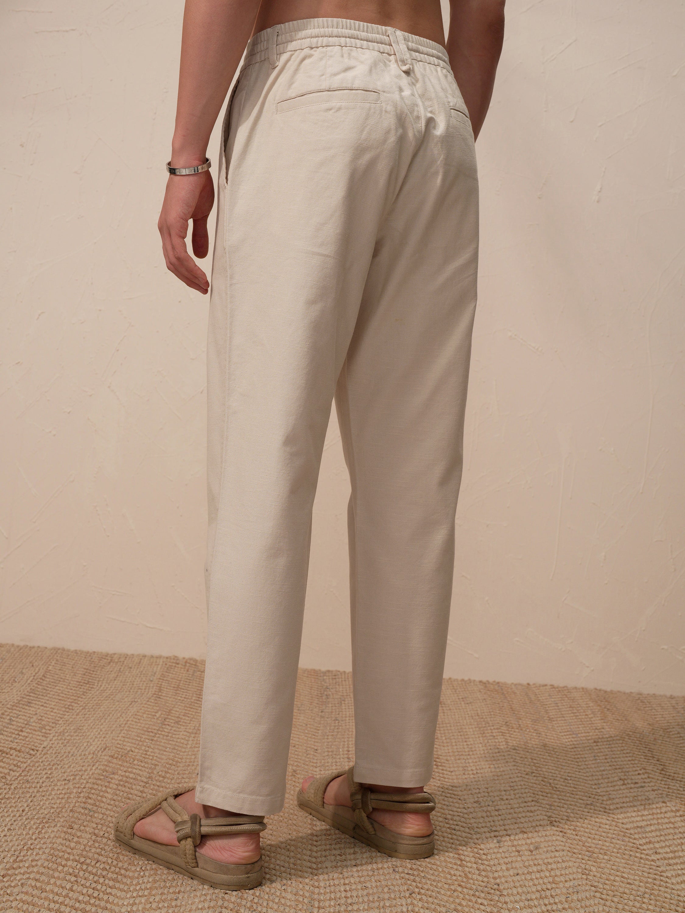 Highlander Men Beige Relaxed Fit Solid Casual Trouser - Beige - Image 3