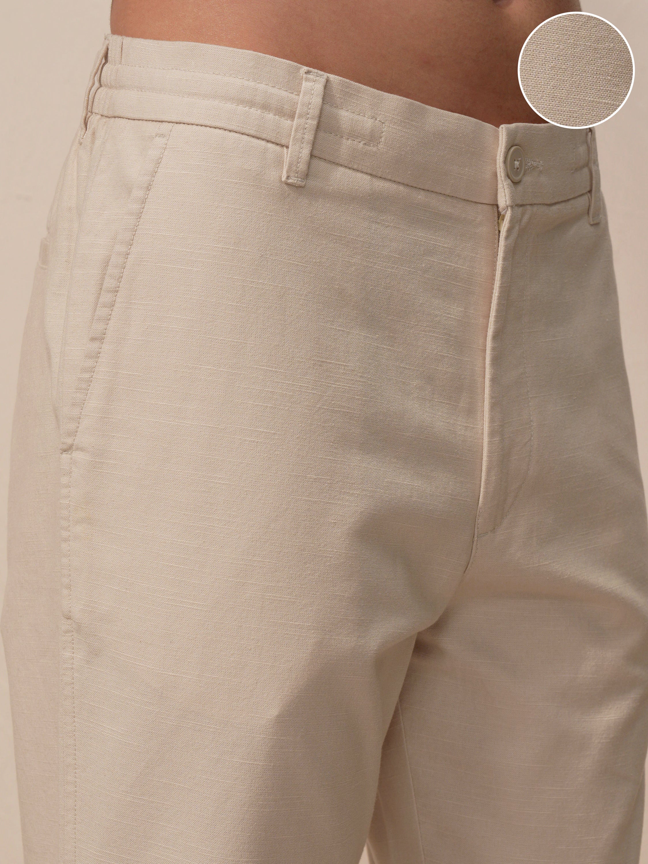 Highlander Men Beige Relaxed Fit Solid Casual Trouser - Beige - Image 5