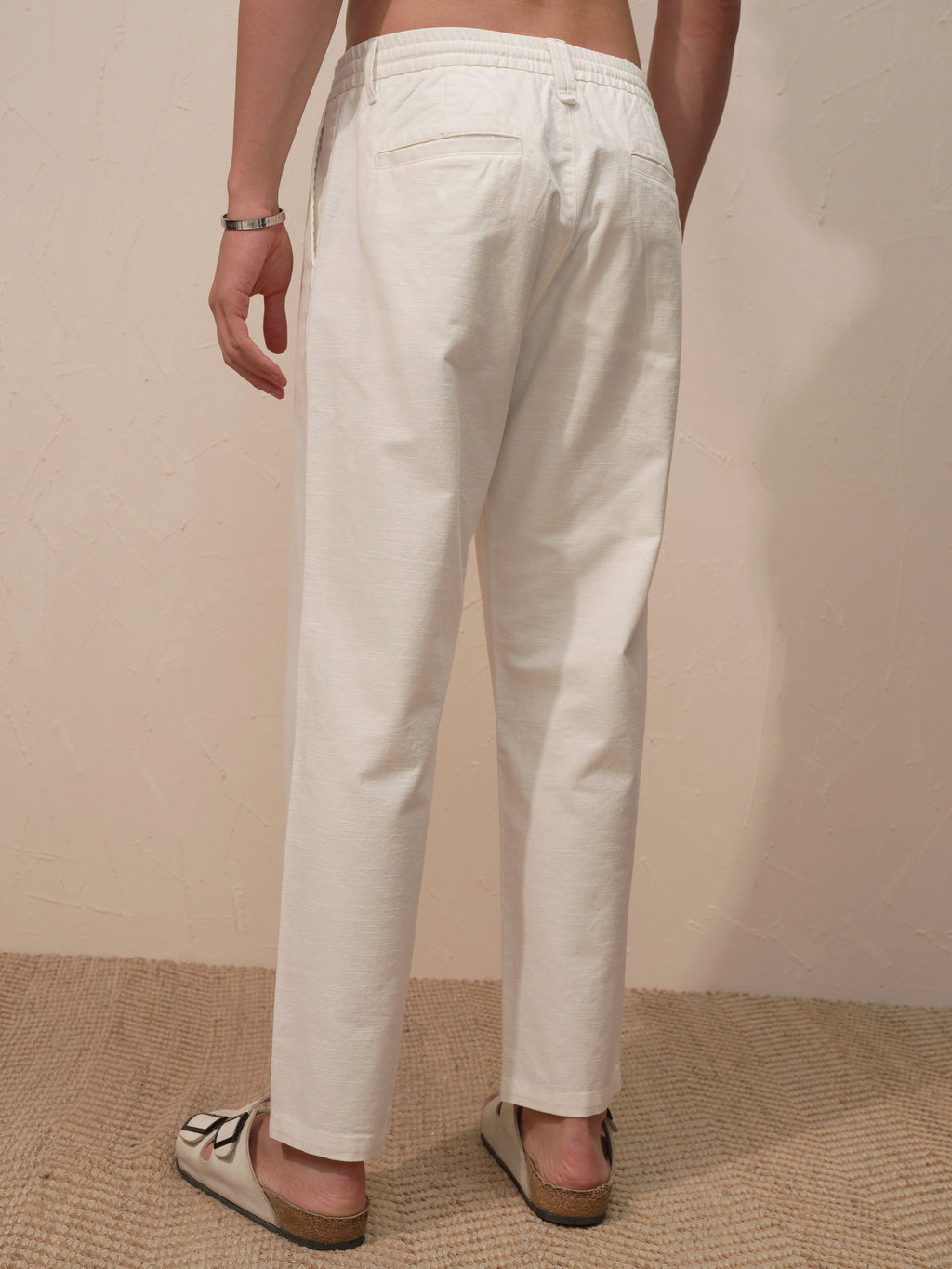 Highlander Men White Relaxed Fit Solid Casual Trouser - White - Image 3