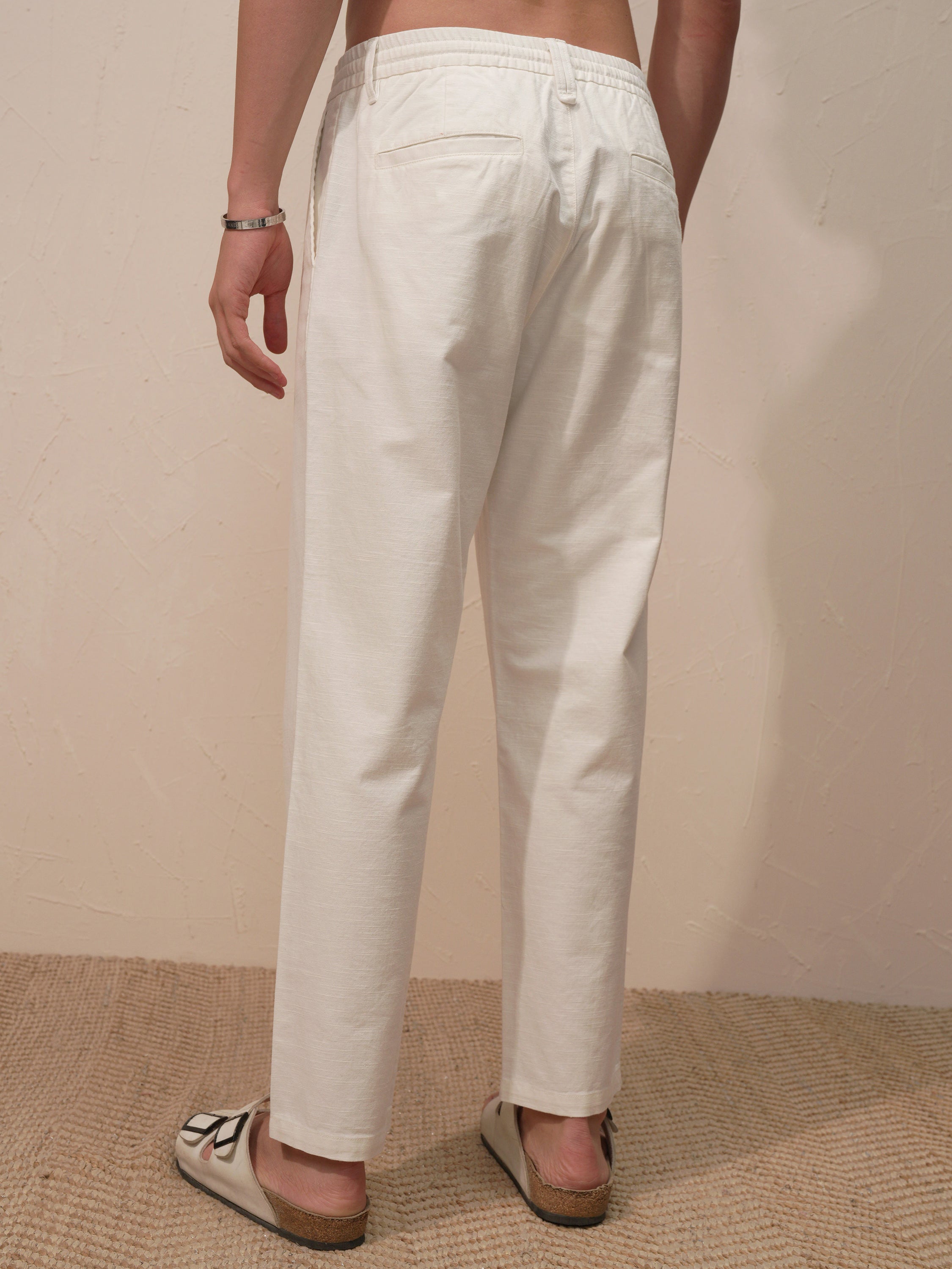 Highlander Men White Relaxed Fit Solid Casual Trouser - White - Image 3