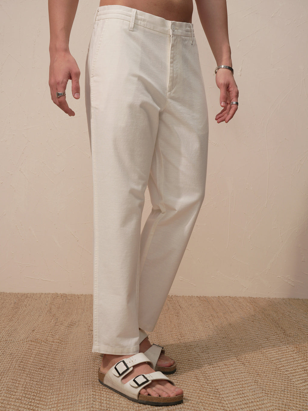 Highlander Men White Relaxed Fit Solid Casual Trouser - White - Image 6