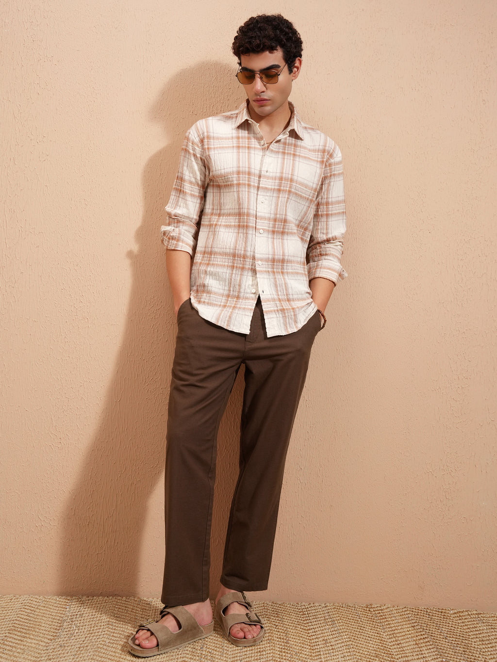 Highlander Men Brown Relaxed Fit Solid Casual Trouser - Brown - Image 2
