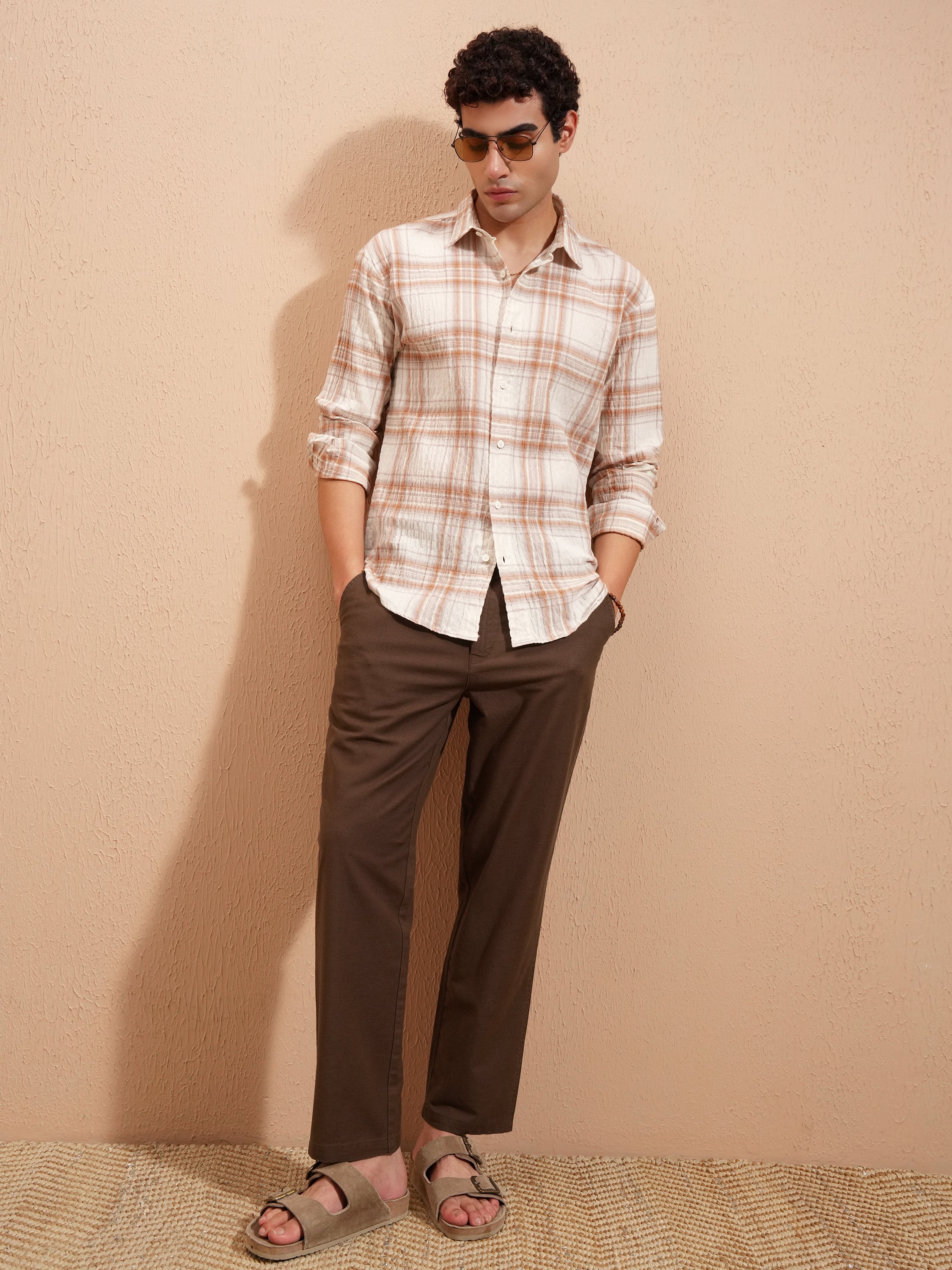 Highlander Men Brown Relaxed Fit Solid Casual Trouser - Brown - Image 2