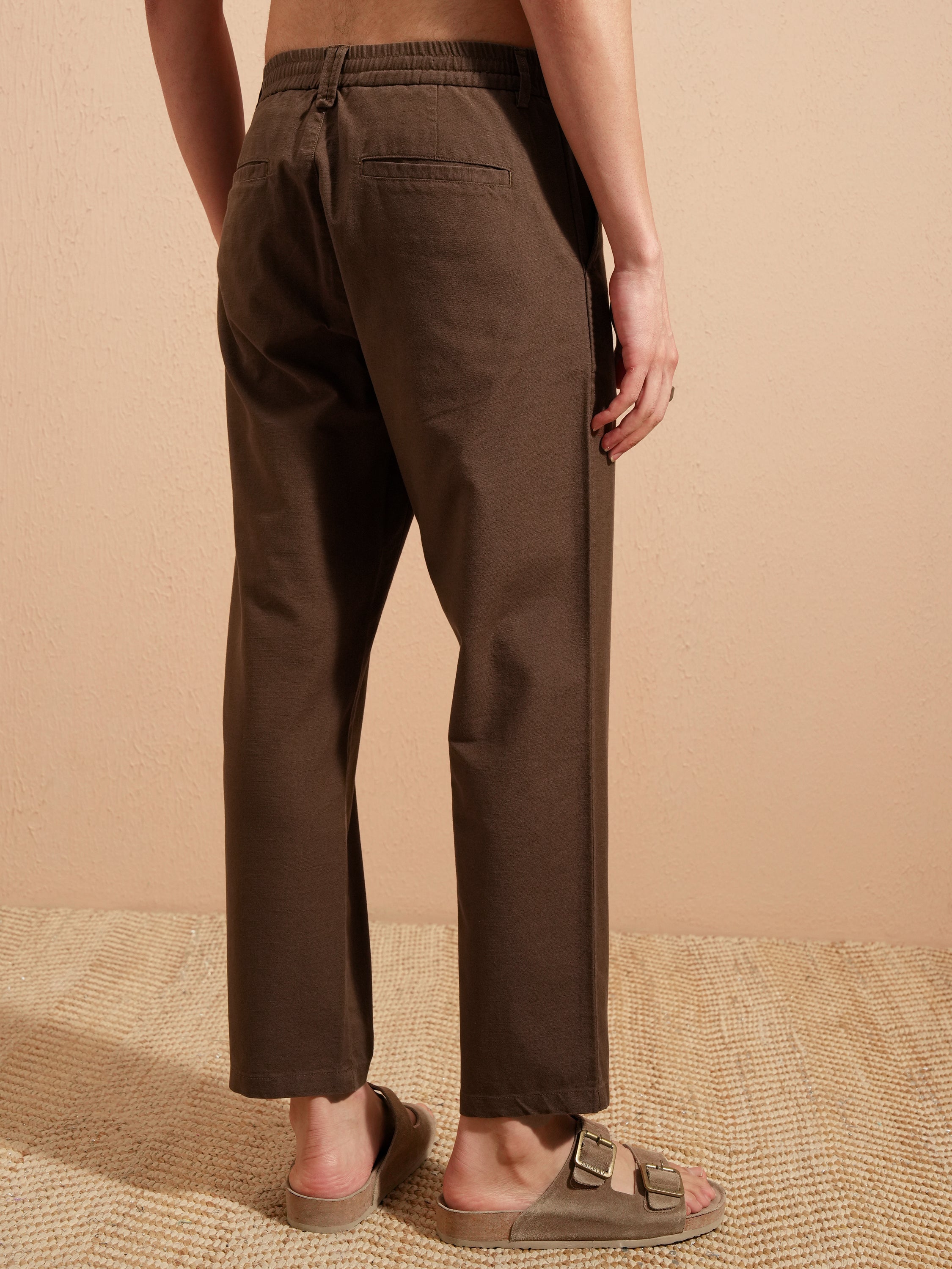 Highlander Men Brown Relaxed Fit Solid Casual Trouser - Brown - Image 3