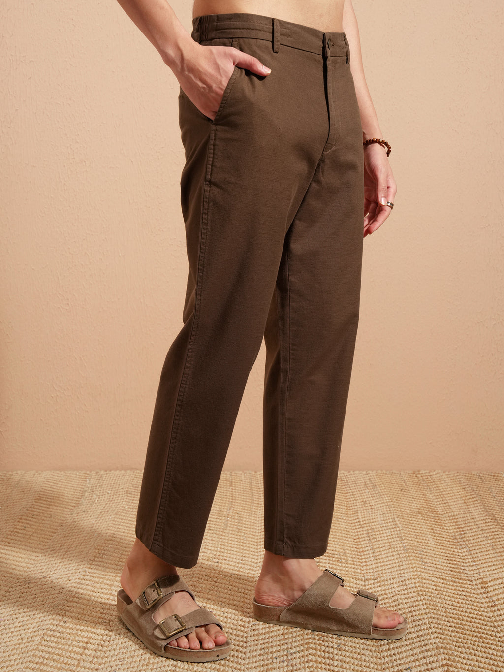 Highlander Men Brown Relaxed Fit Solid Casual Trouser - Brown - Image 6
