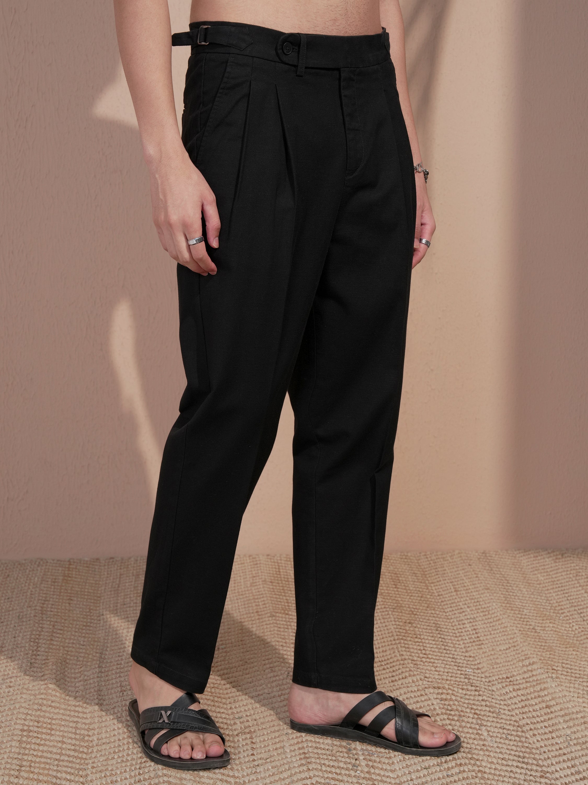 Highlander Men Black Relaxed Fit Solid Casual Trouser - Black - Image 6
