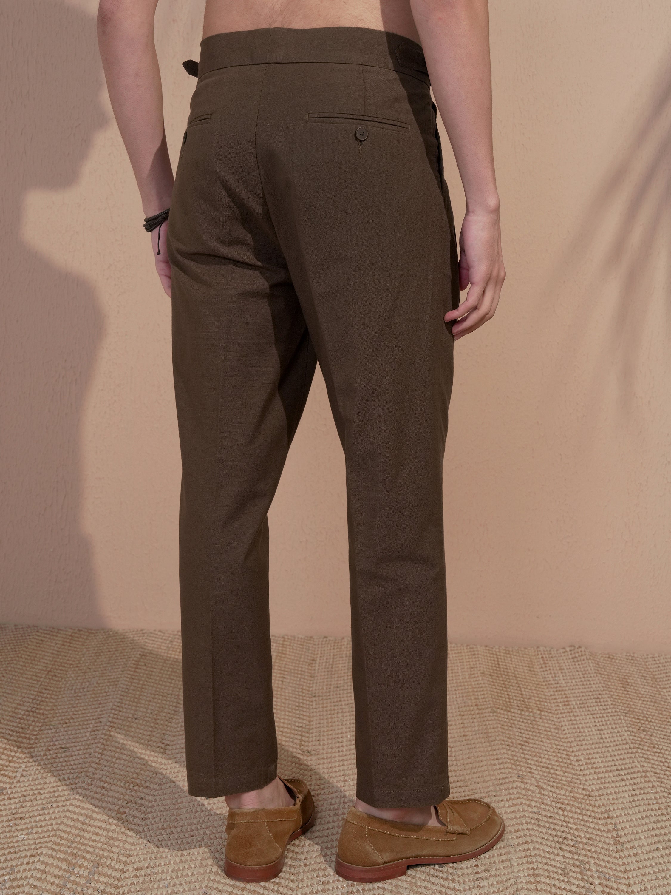Highlander Men Brown Relaxed Fit Solid Casual Trouser - Brown - Image 3
