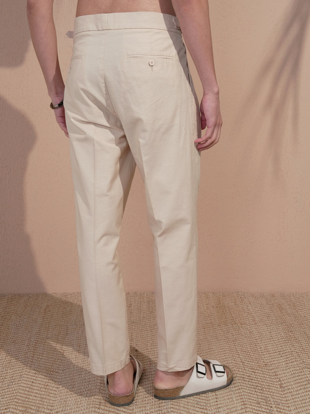 Highlander Men Off White Relaxed Fit Solid Casual Trouser - Off White - Image 3