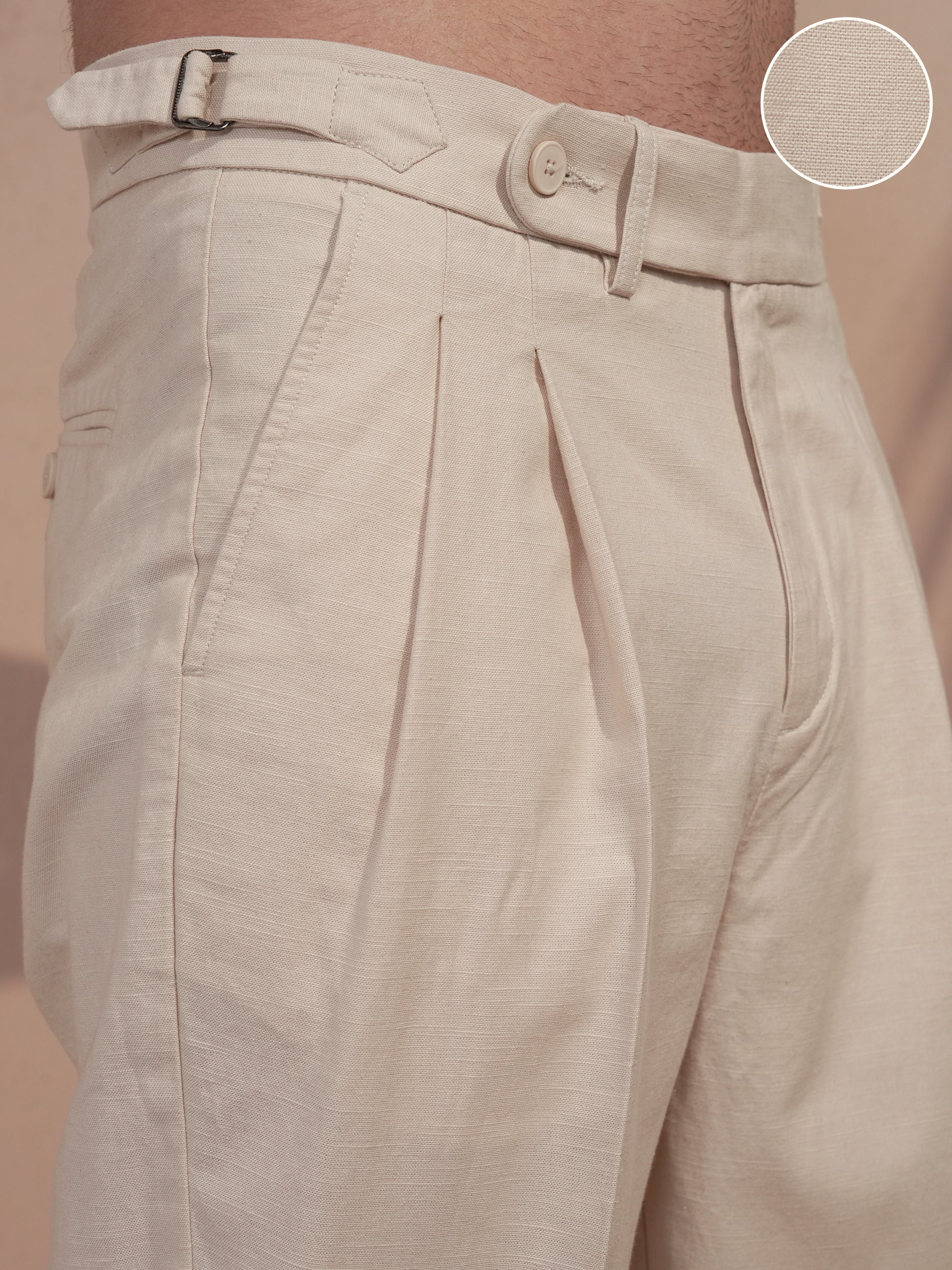 Highlander Men Off White Relaxed Fit Solid Casual Trouser - Off White - Image 5