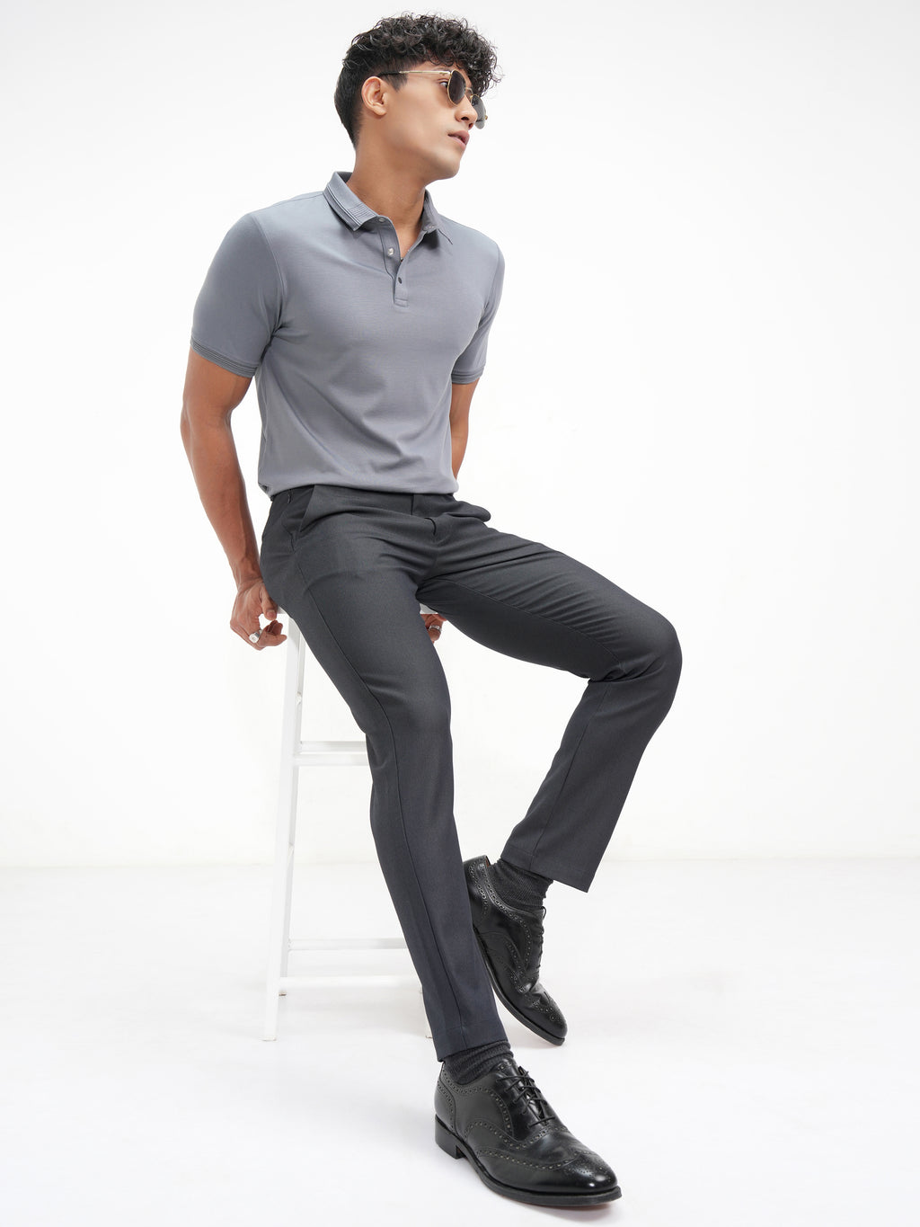 Highlander Men Navy Blue Slim Fit Solid Casual Trouser - Navy Blue - Image 2