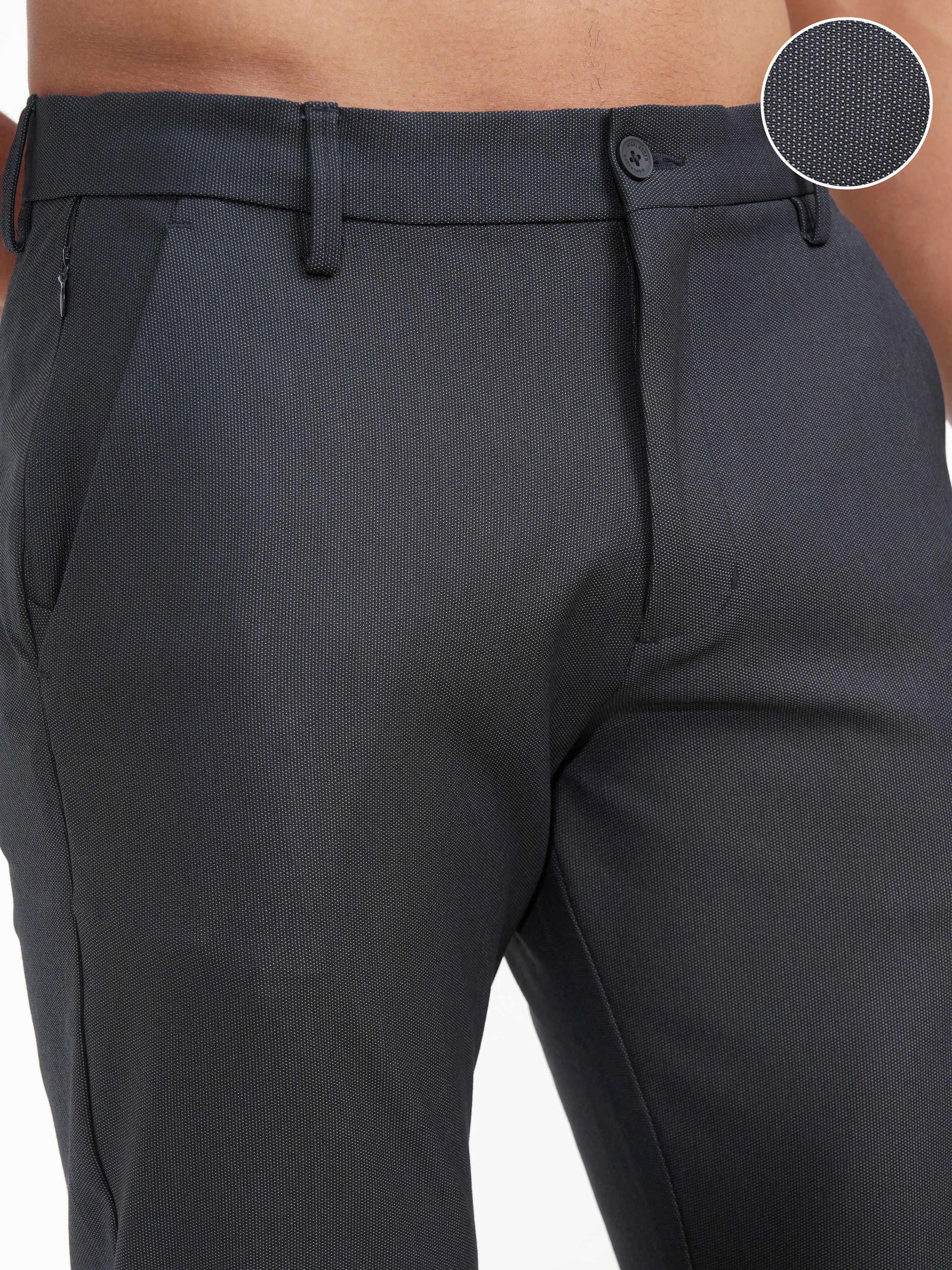 Highlander Men Navy Blue Slim Fit Solid Casual Trouser - Navy Blue - Image 5