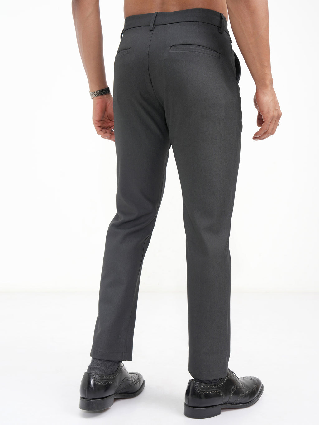 Highlander Men Black Slim Fit SOlid Casual Trouser - Black - Image 3