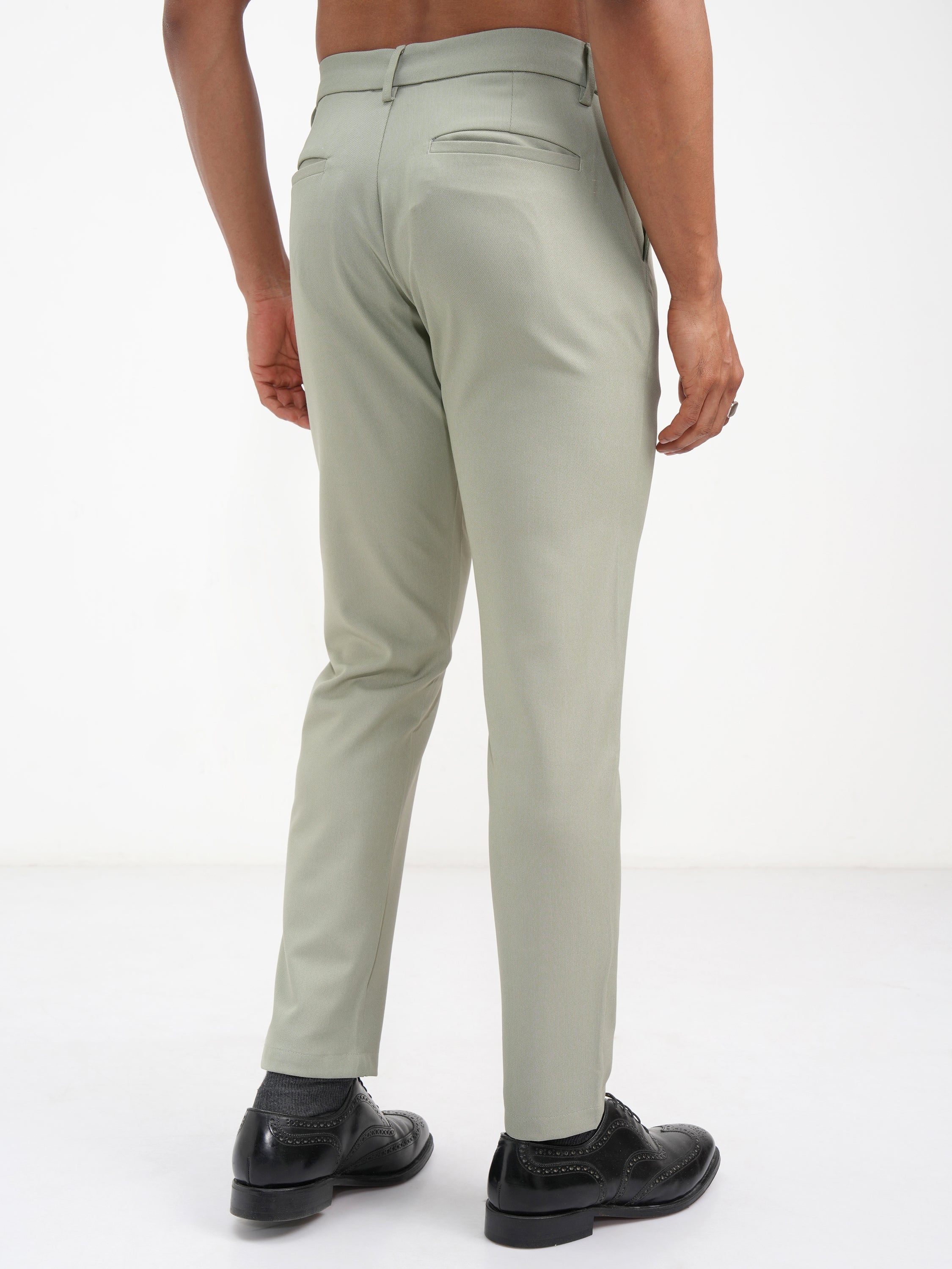 Highlander Men Green Slim Fit SOlid Casual Trouser - Green - Image 3